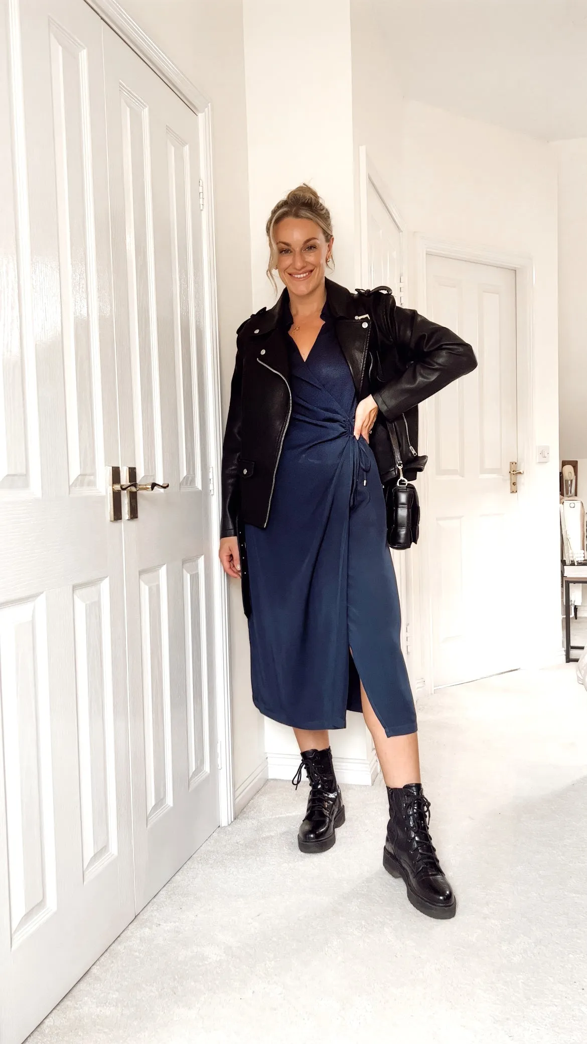 Christina - Wrap Midi Dress - Navy