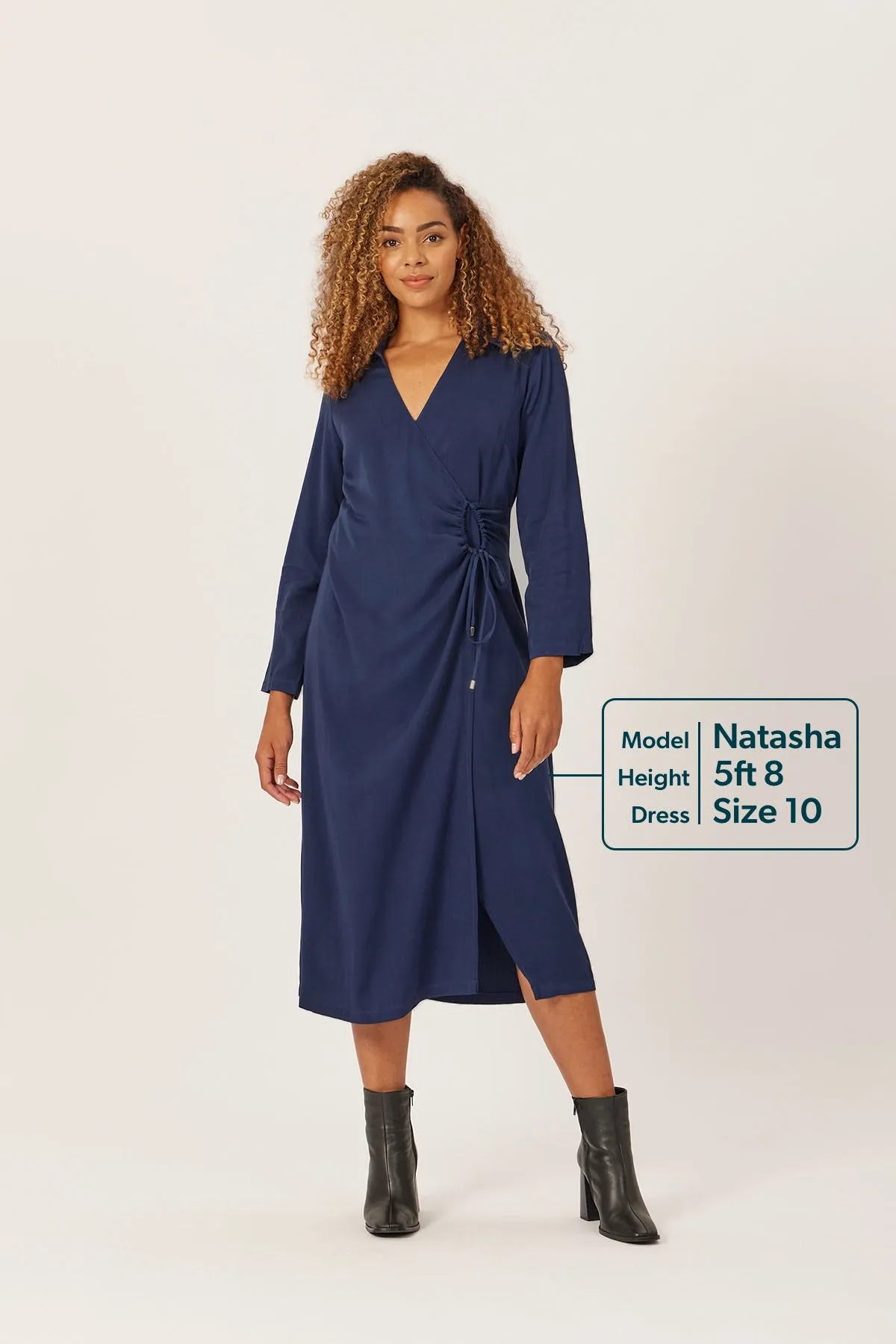 Christina - Wrap Midi Dress - Navy