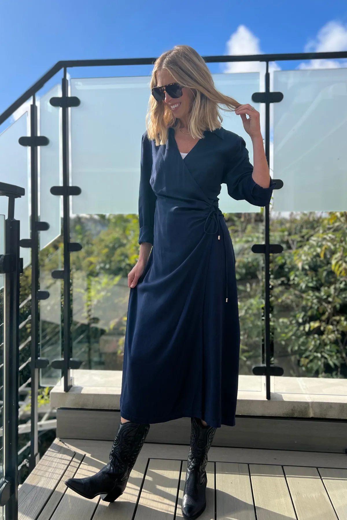Christina - Wrap Midi Dress - Navy