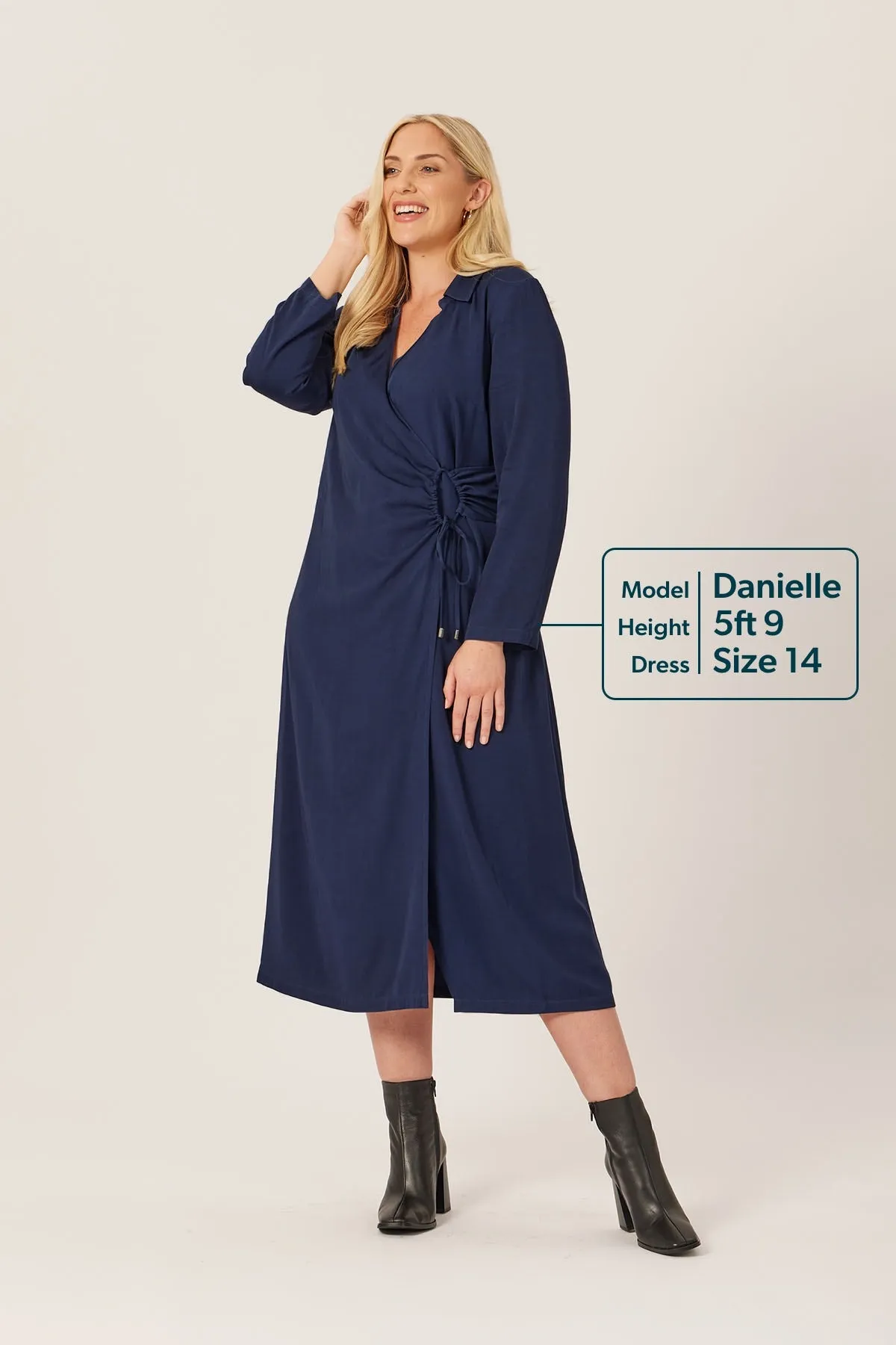 Christina - Wrap Midi Dress - Navy