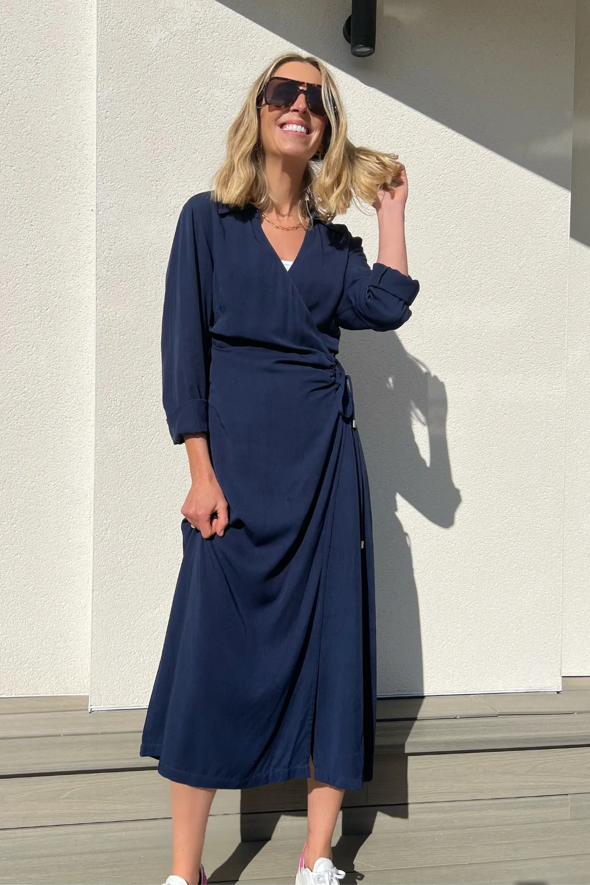 Christina - Wrap Midi Dress - Navy