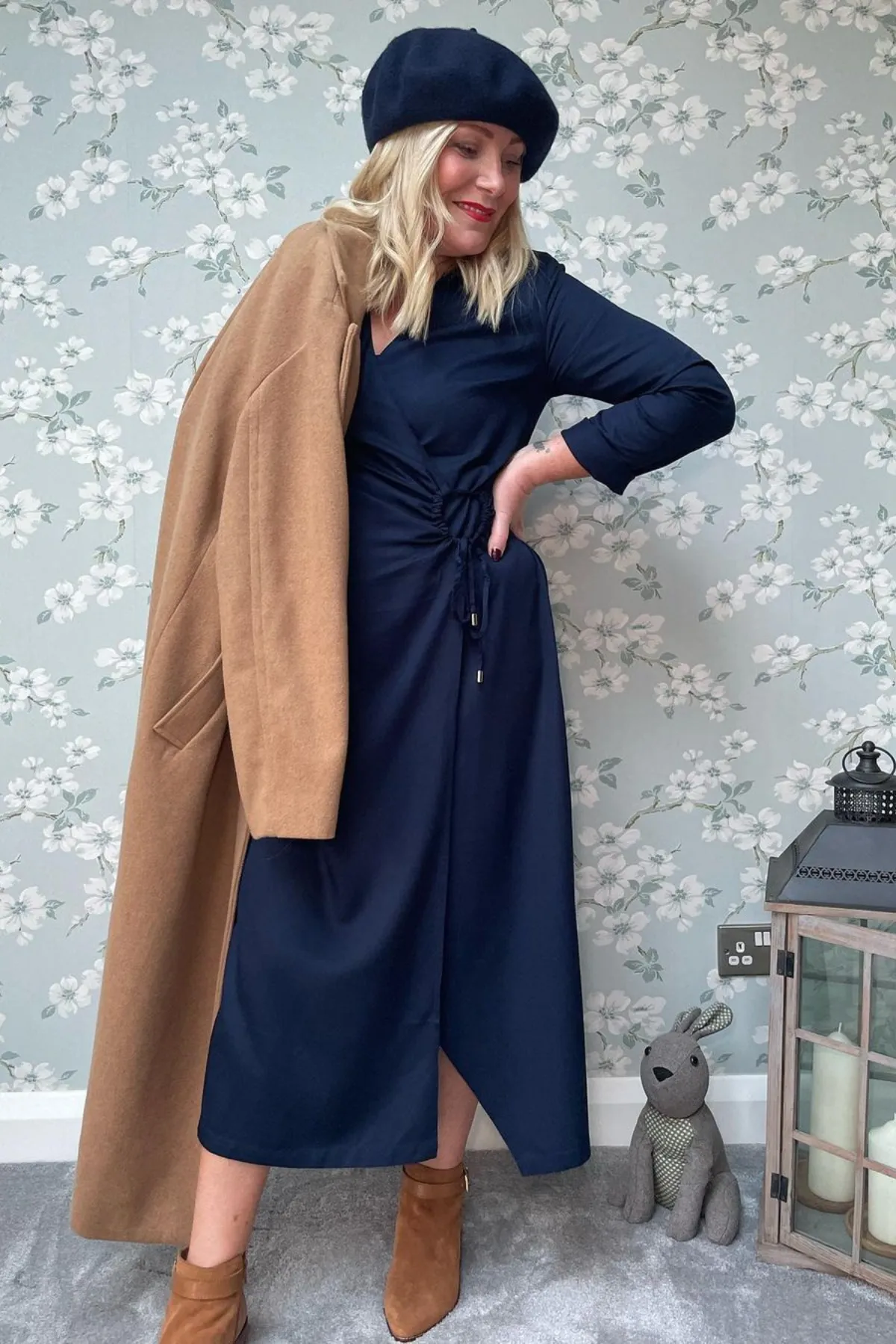 Christina - Wrap Midi Dress - Navy