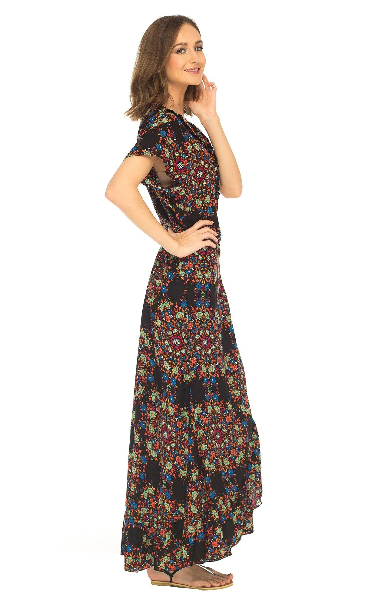 Claire Long Floral Summer Wrap Dress