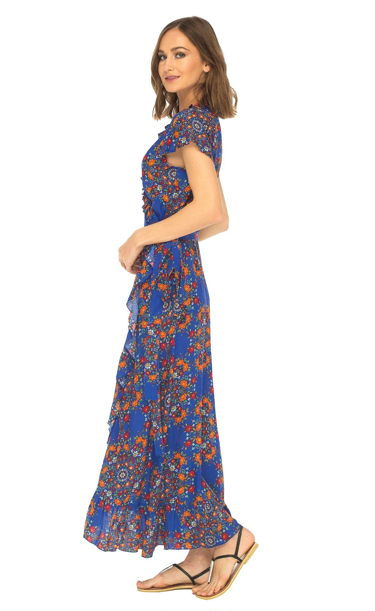Claire Long Floral Summer Wrap Dress