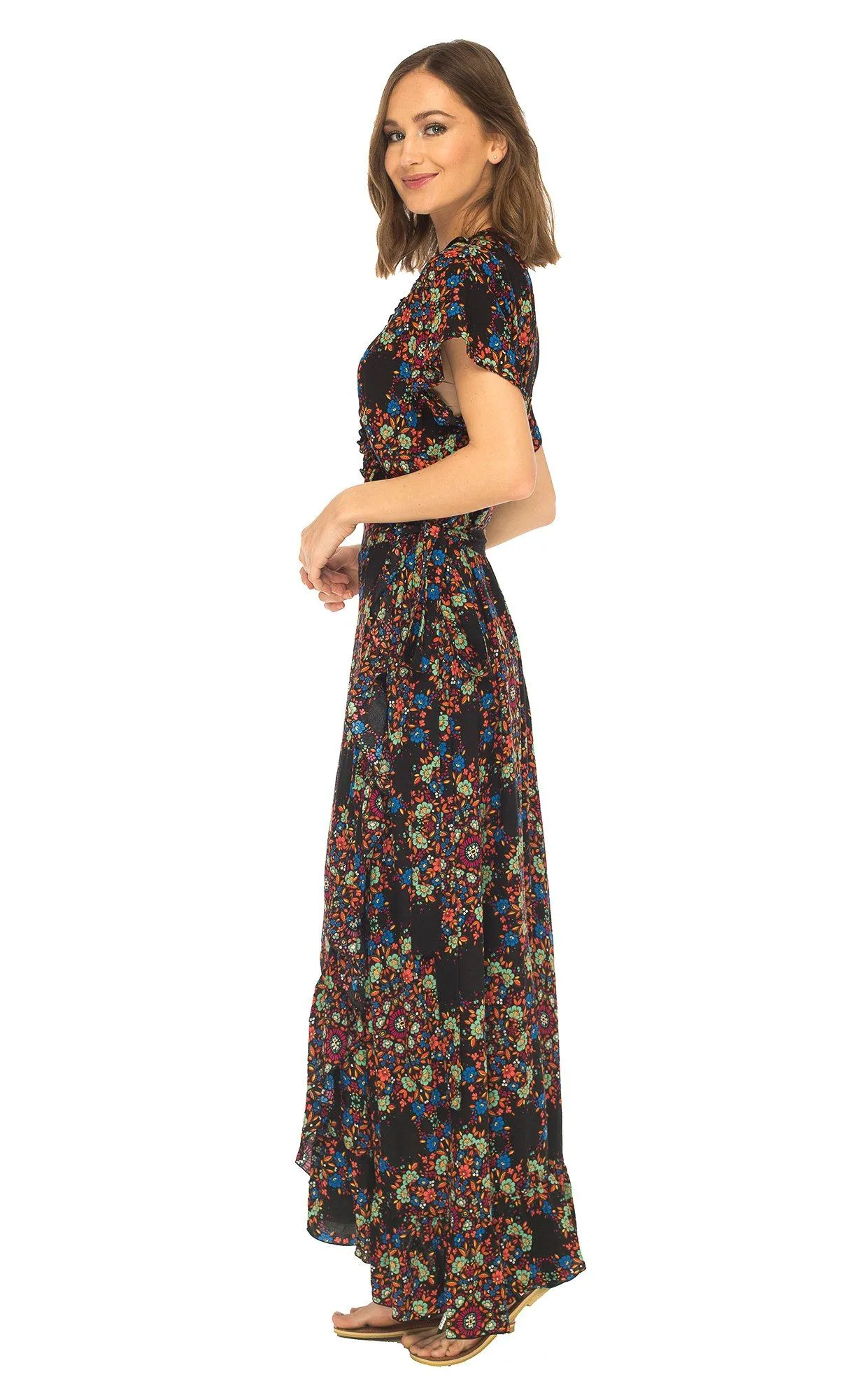 Claire Long Floral Summer Wrap Dress