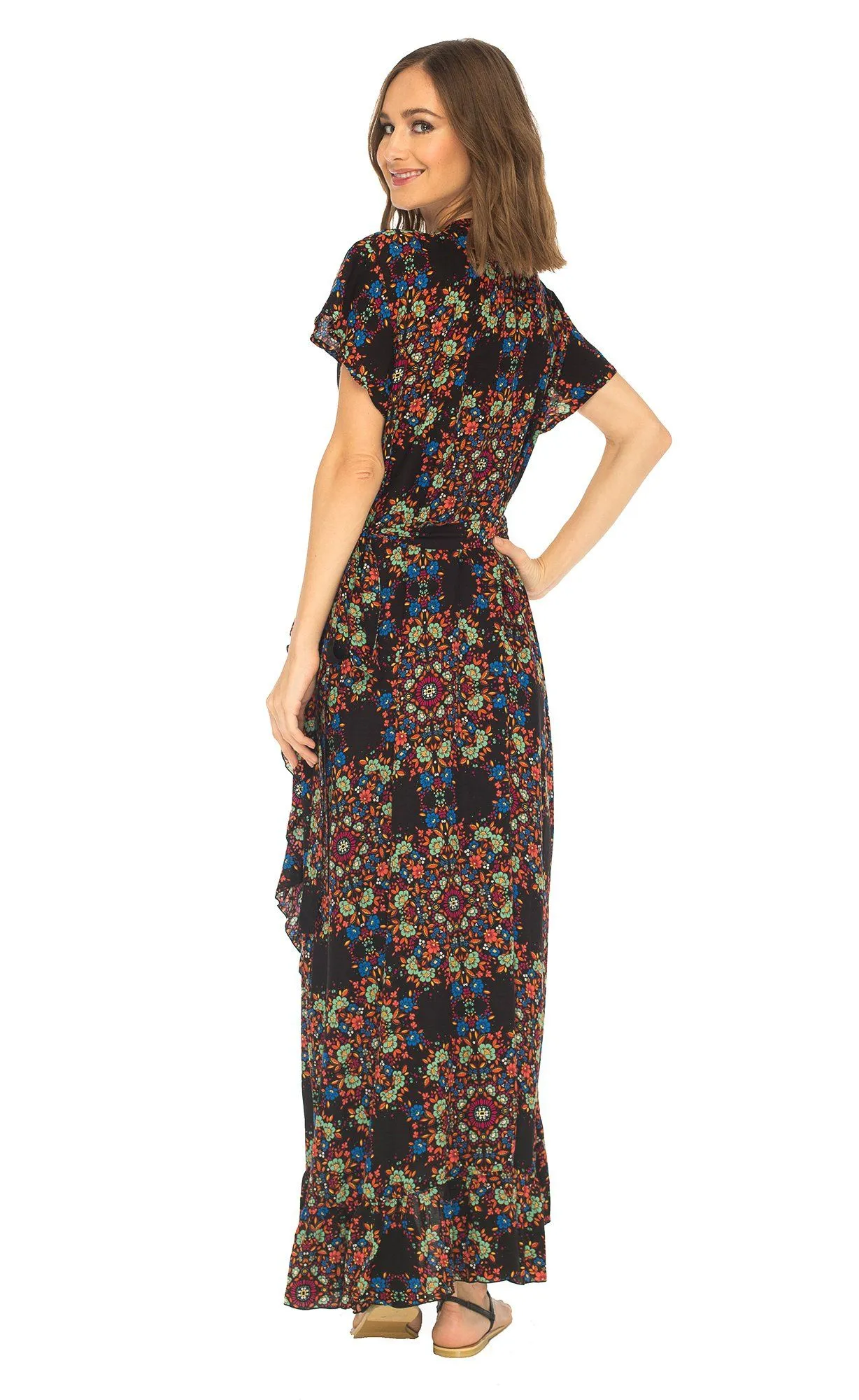 Claire Long Floral Summer Wrap Dress