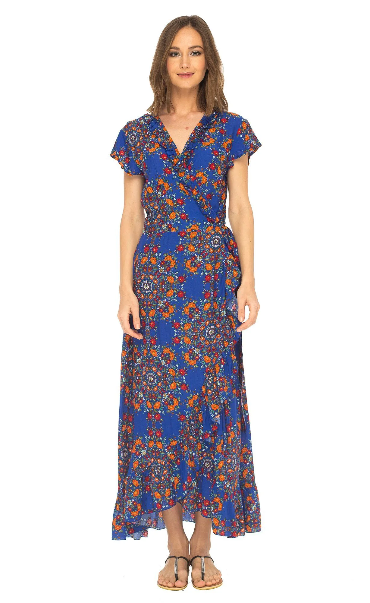 Claire Long Floral Summer Wrap Dress