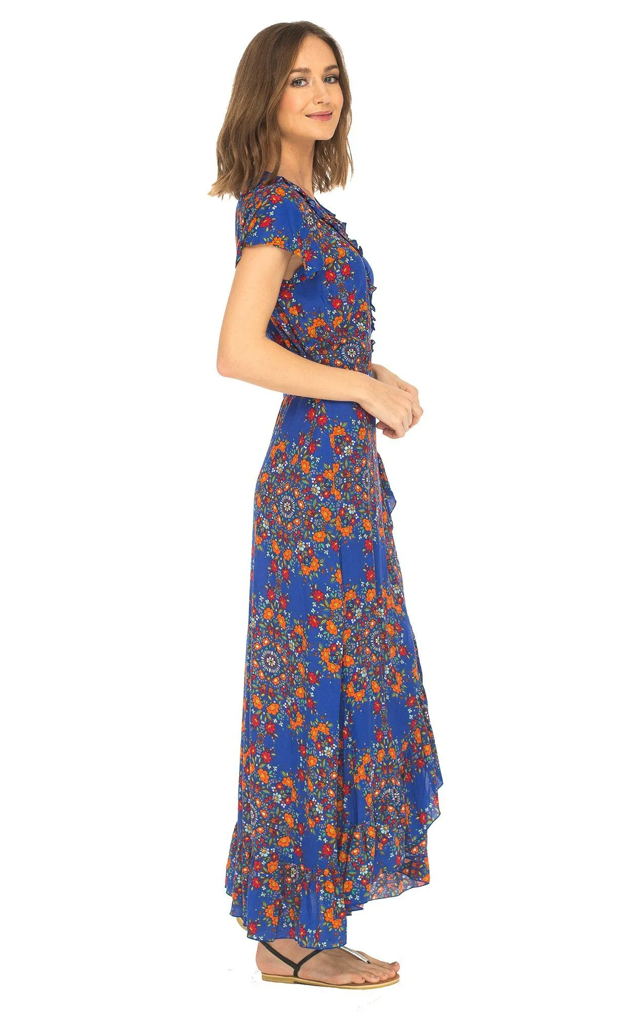 Claire Long Floral Summer Wrap Dress