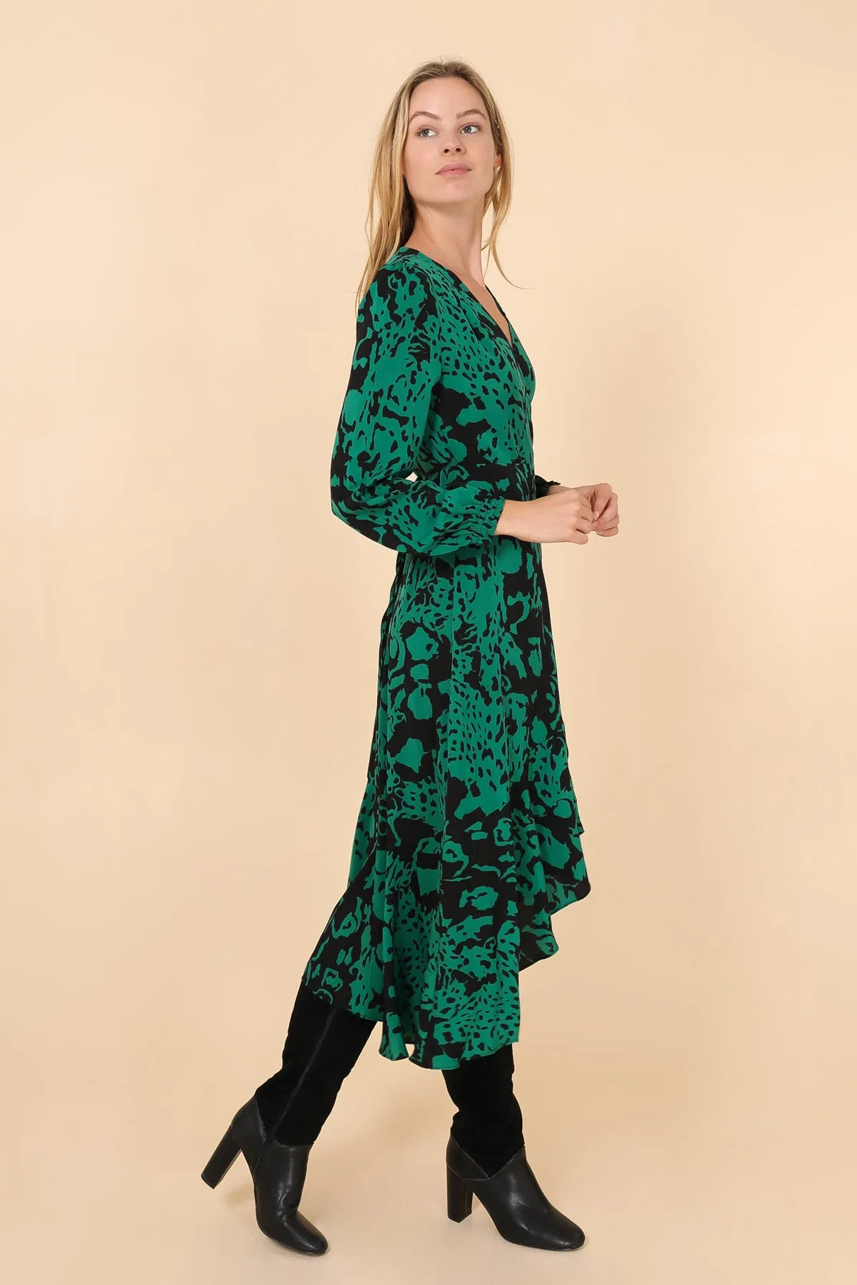 Clarice Green Wrap Dress