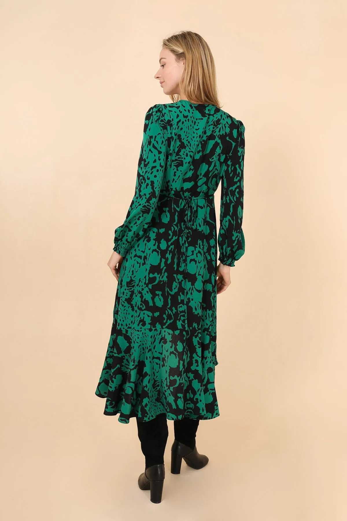 Clarice Green Wrap Dress