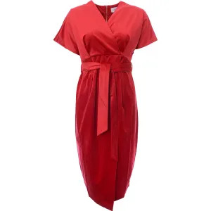 Closet London Womens Maternity Kimono Sleeve Velvet Midi Dress With Wrap Tie In Red