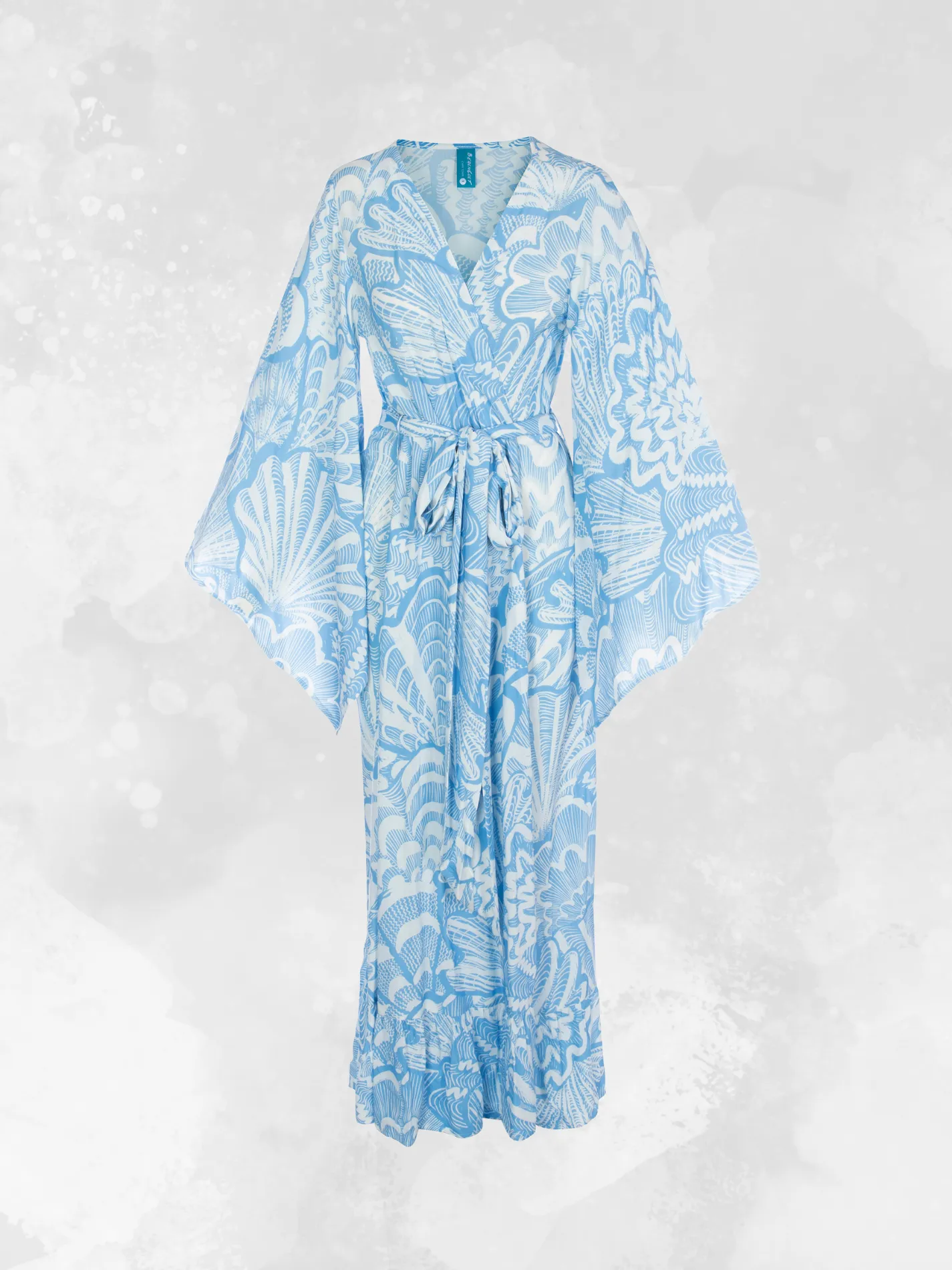 Coco Wrap Dress - Blue Abstract Shells