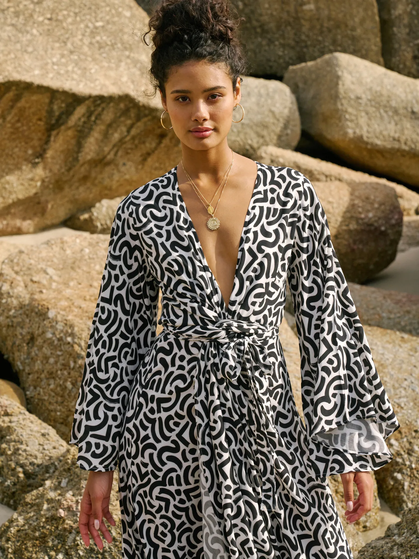 Coco Wrap Dress - Calligraphy
