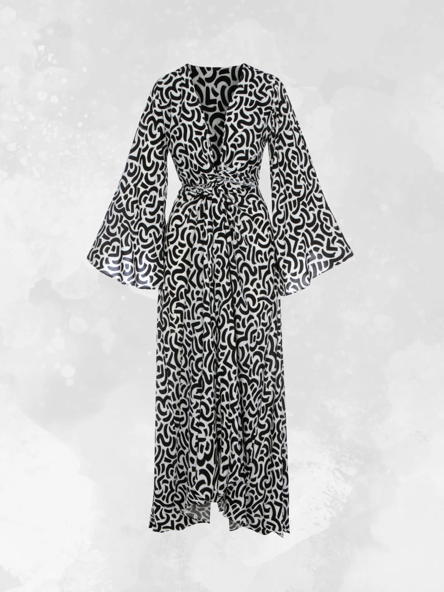 Coco Wrap Dress - Calligraphy