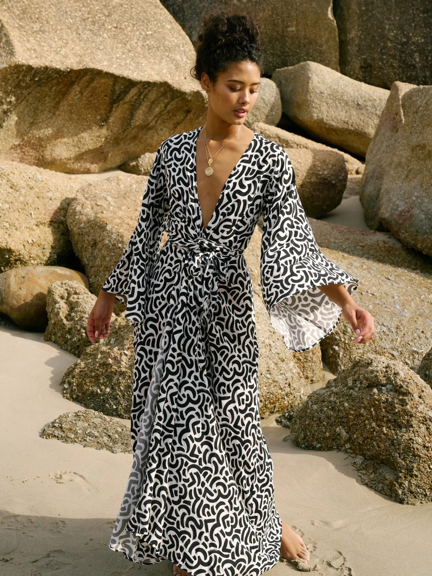 Coco Wrap Dress - Calligraphy