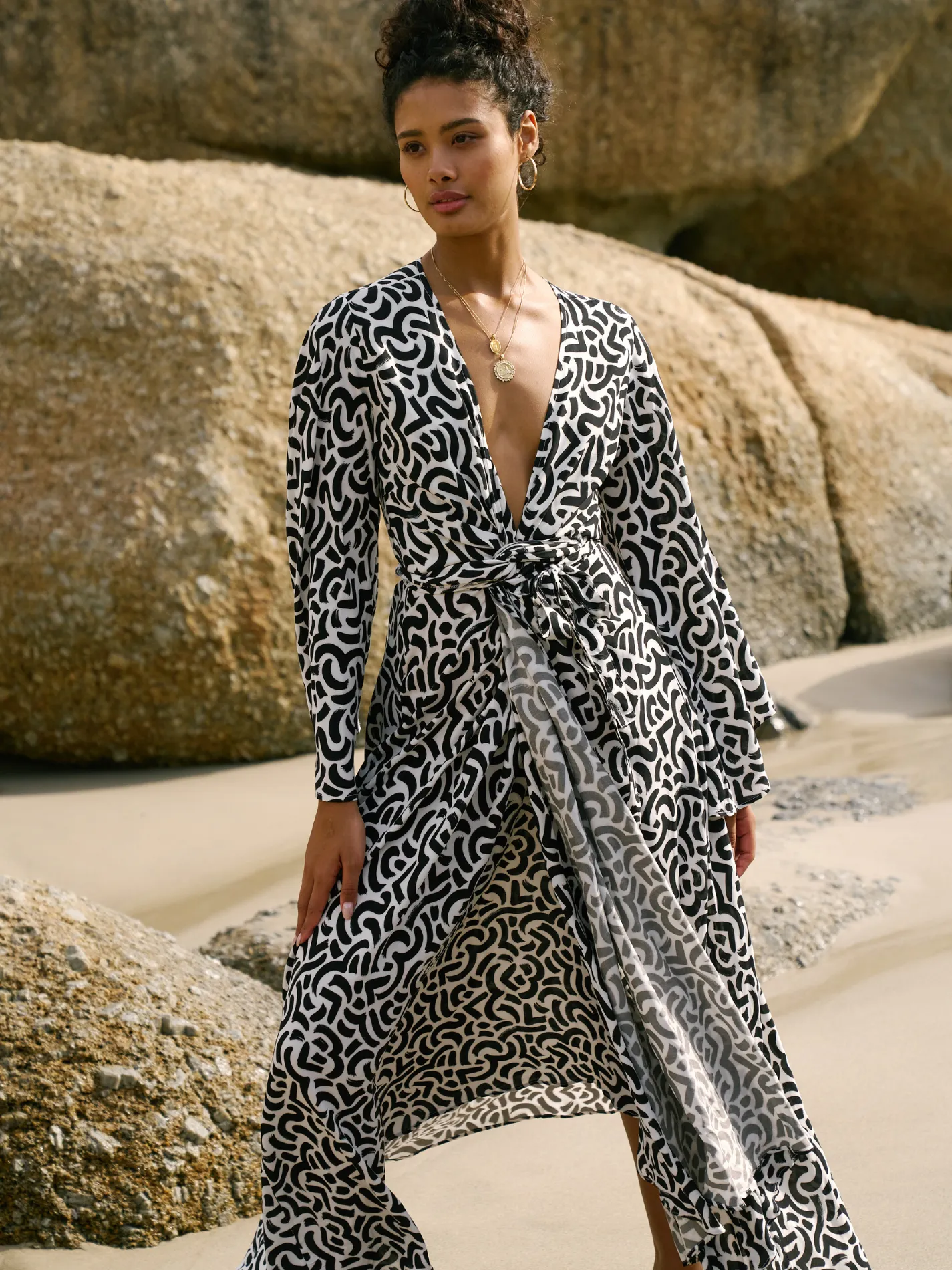 Coco Wrap Dress - Calligraphy