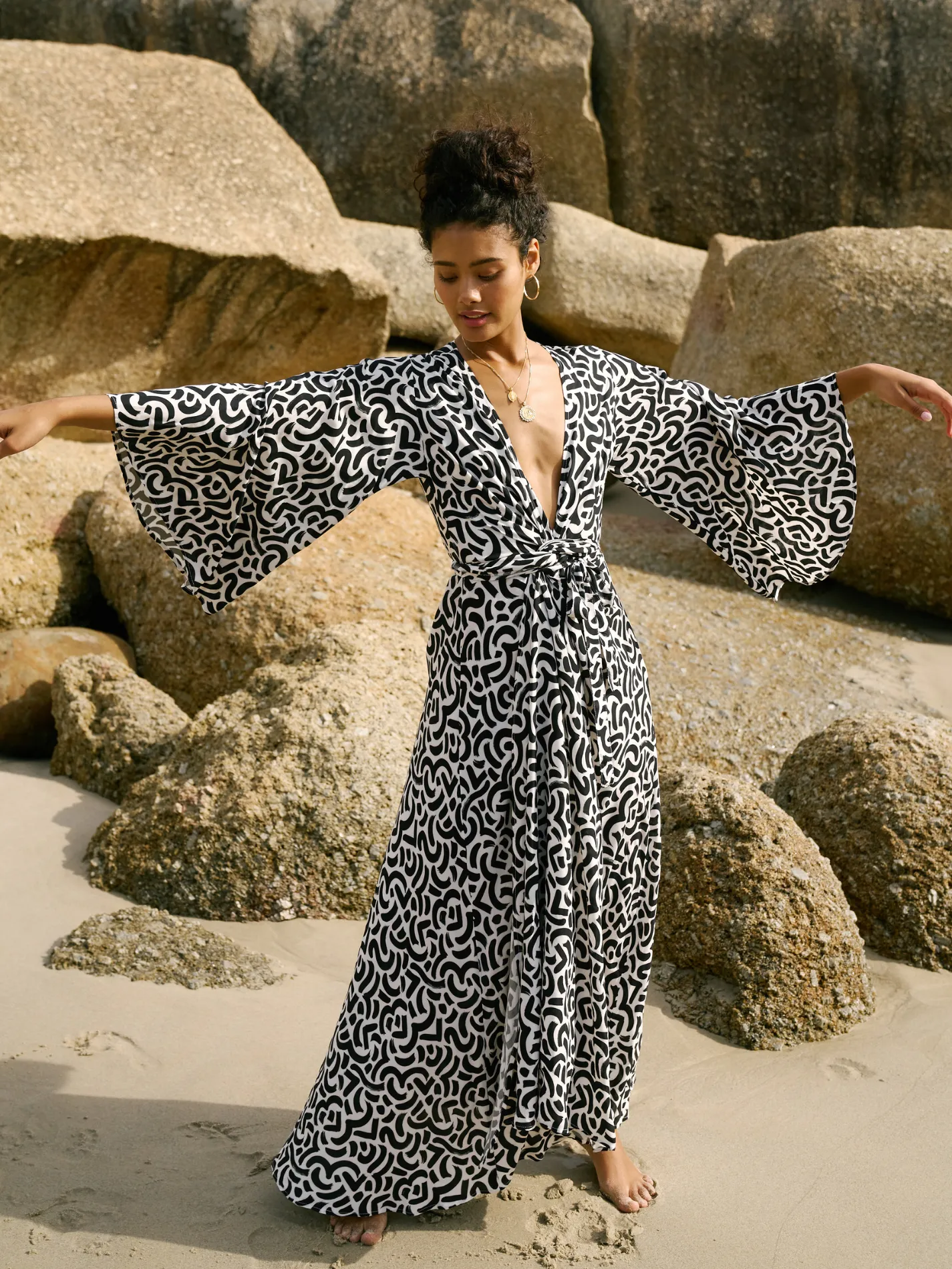 Coco Wrap Dress - Calligraphy