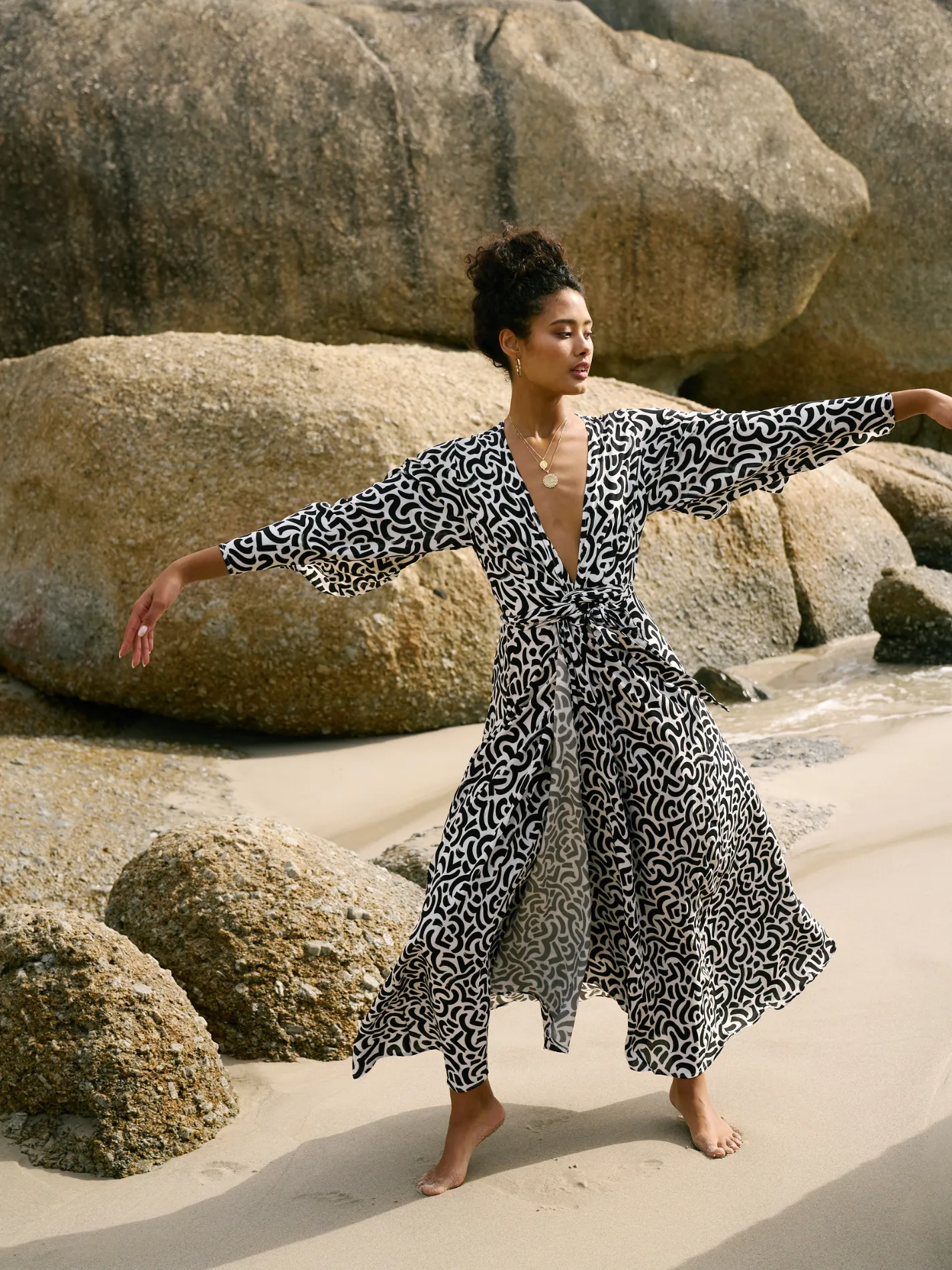 Coco Wrap Dress - Calligraphy
