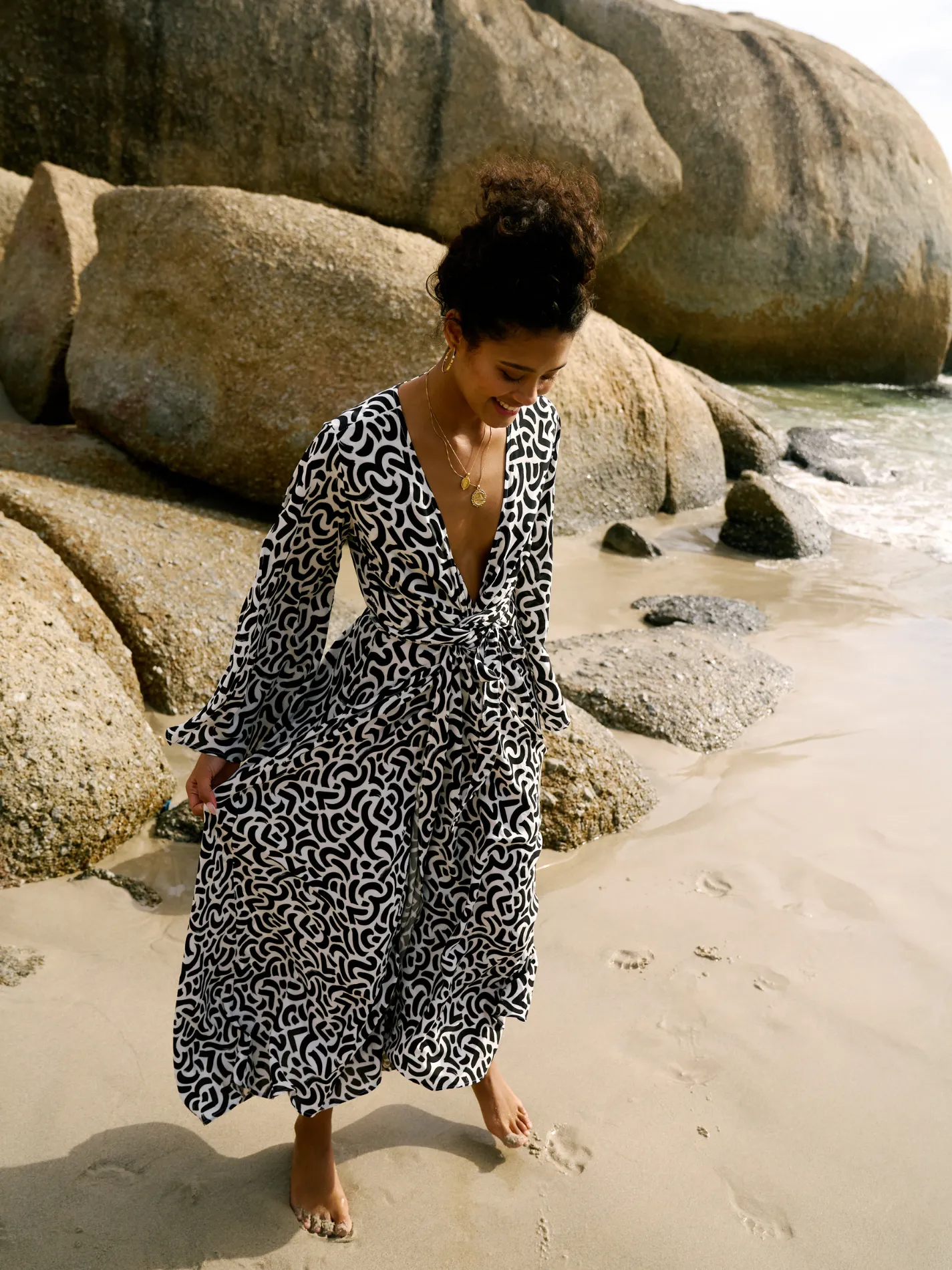 Coco Wrap Dress - Calligraphy