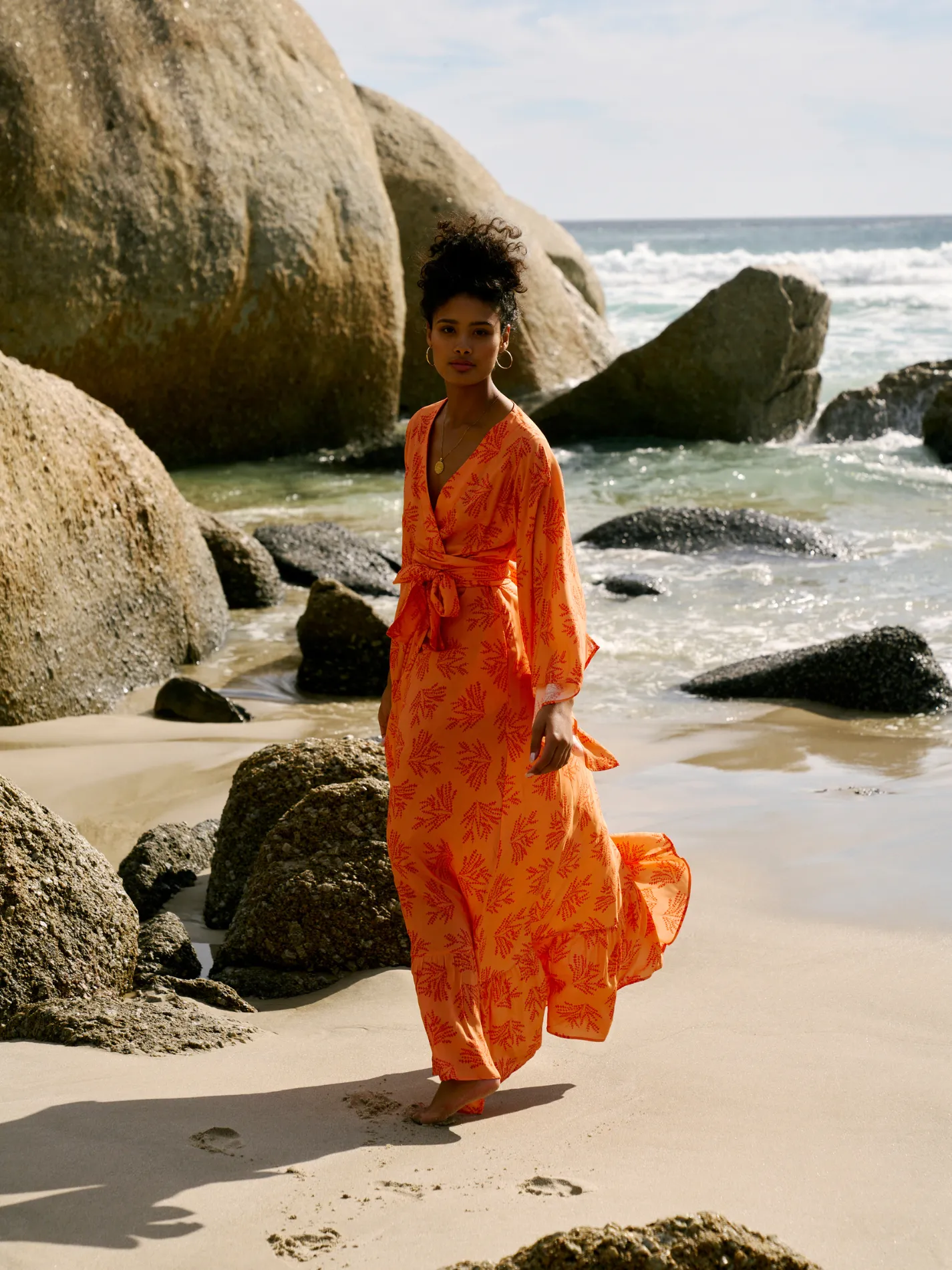 Coco Wrap Dress - Coral Fern