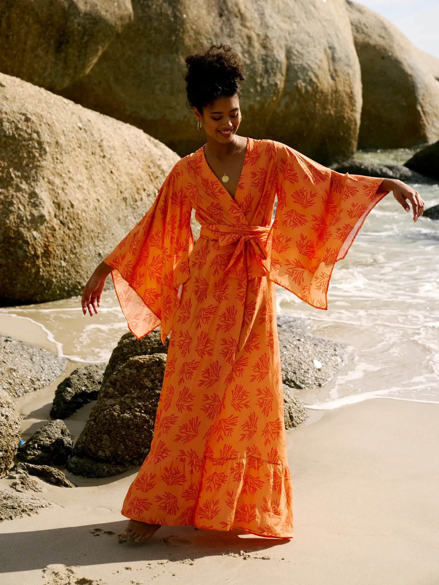 Coco Wrap Dress - Coral Fern