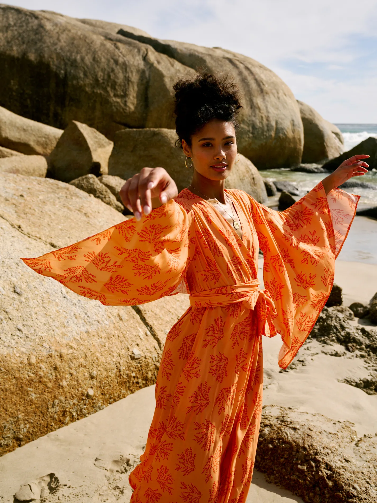 Coco Wrap Dress - Coral Fern