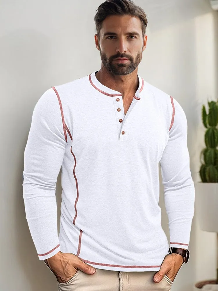 Comfy Versatile Contrast Stitching Shirt