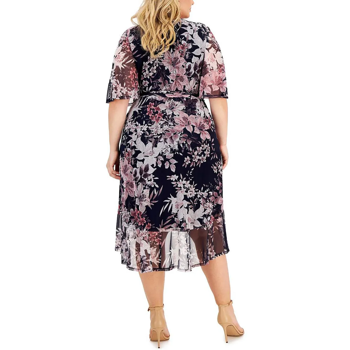Connected Apparel Womens Plus Floral Long Wrap Dress