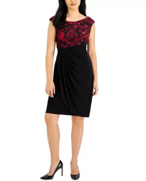 Connected Petite Embellished Faux-Wrap Dress