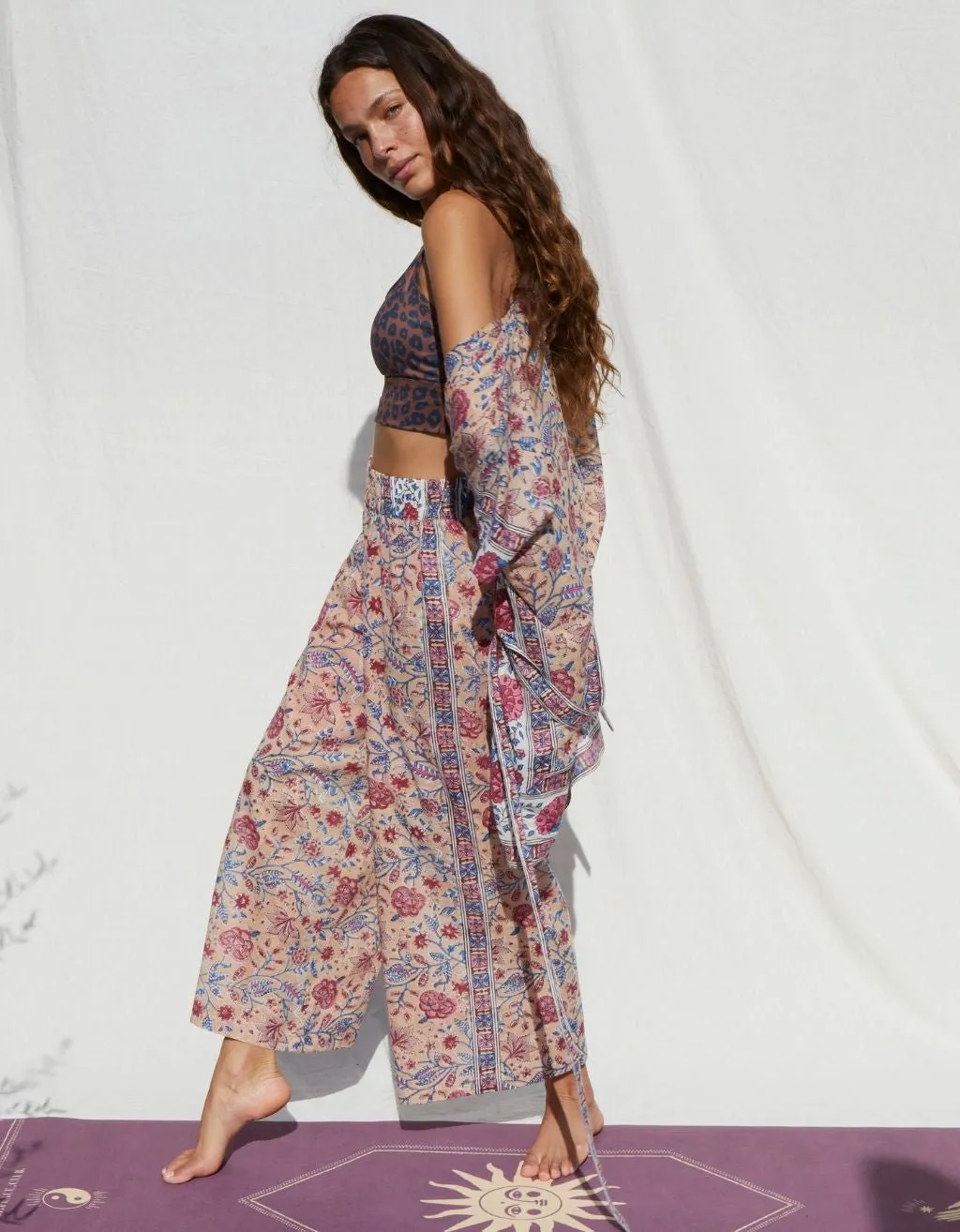 Cotton Yoga Kimono - Rose