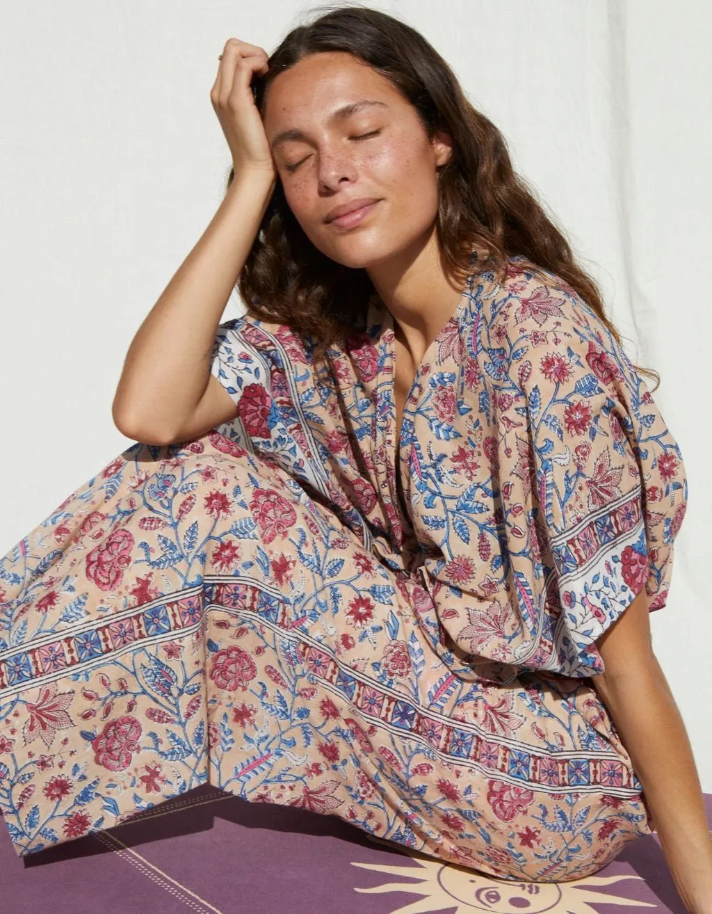 Cotton Yoga Kimono - Rose
