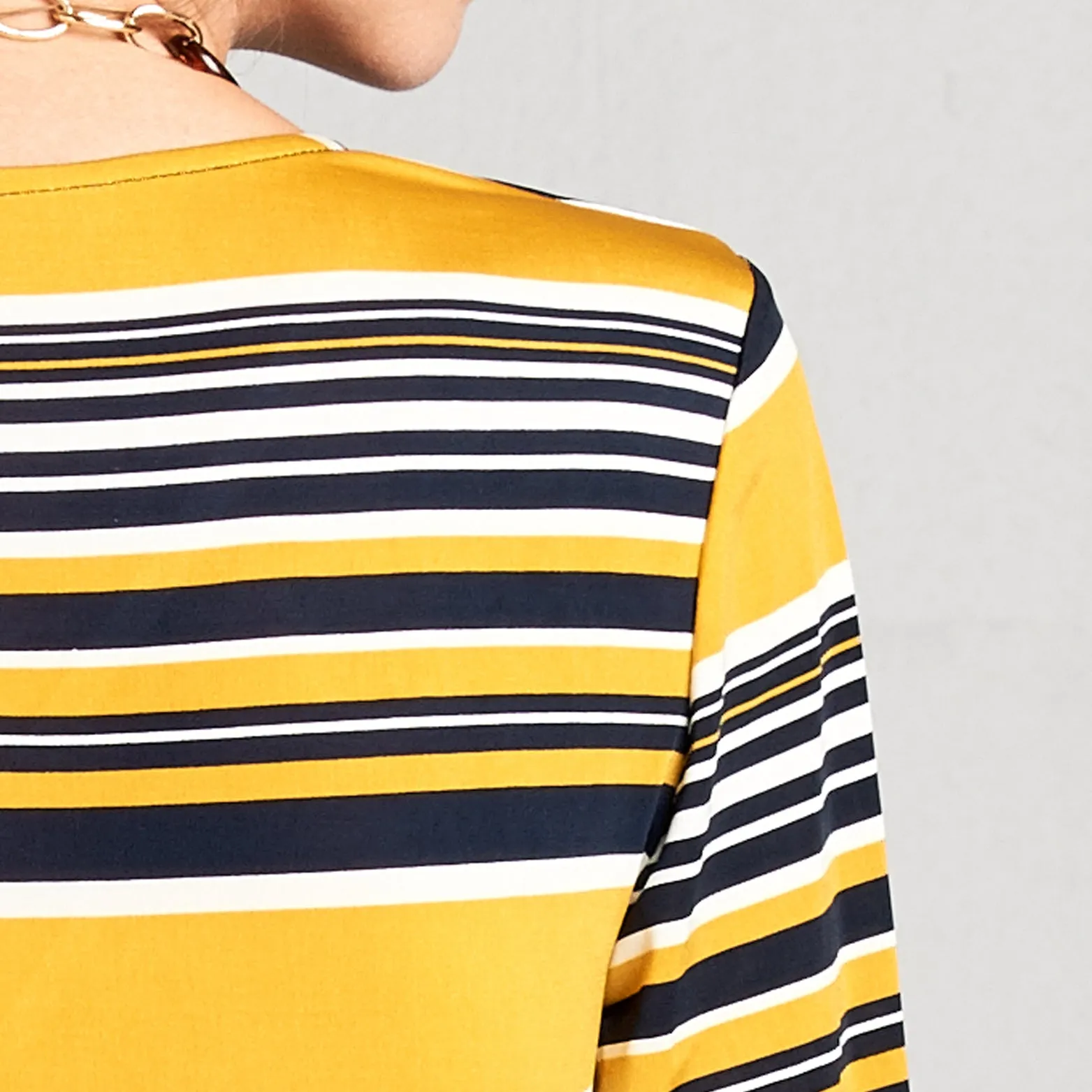 Cuffed Sleeve Venechia Red Stripe Dress
