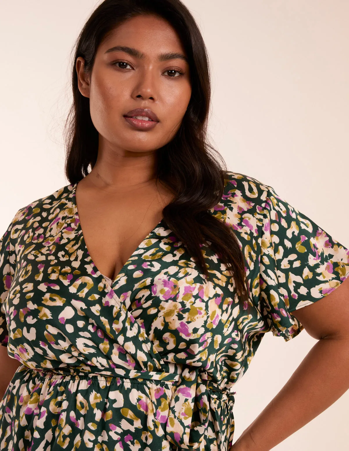 Curve Animal Wrap Midi Dress