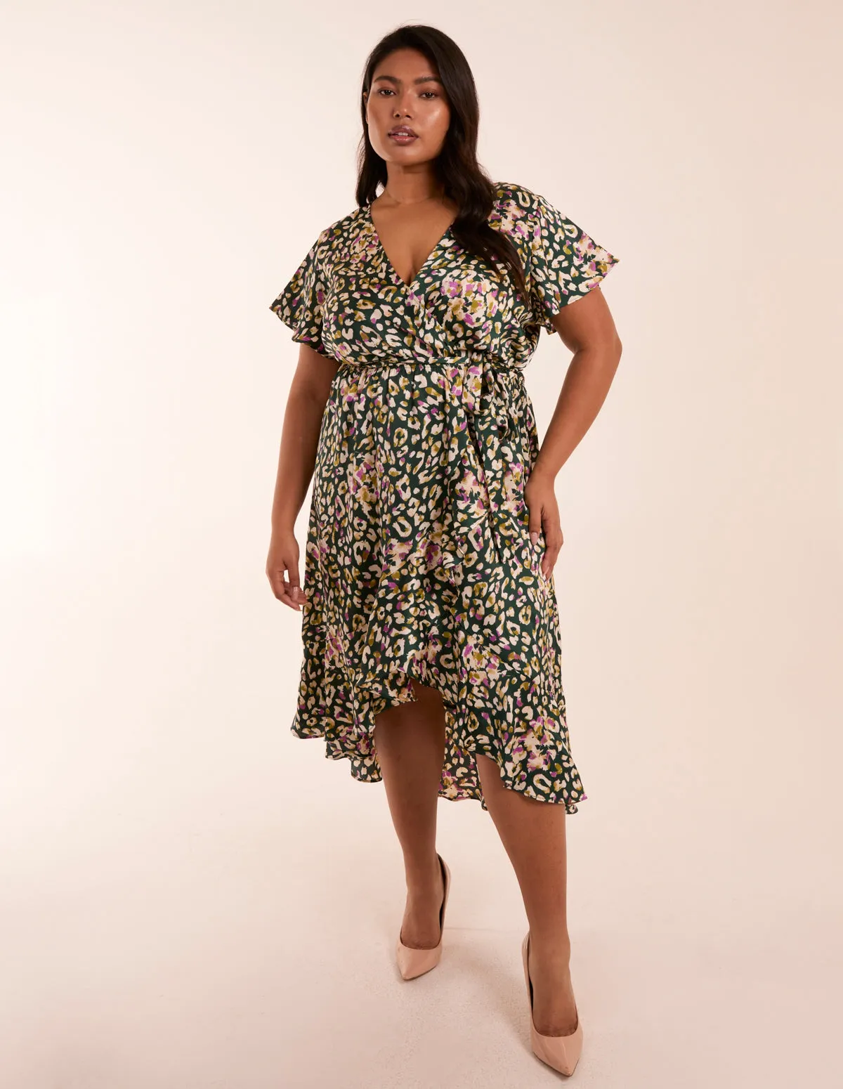 Curve Animal Wrap Midi Dress