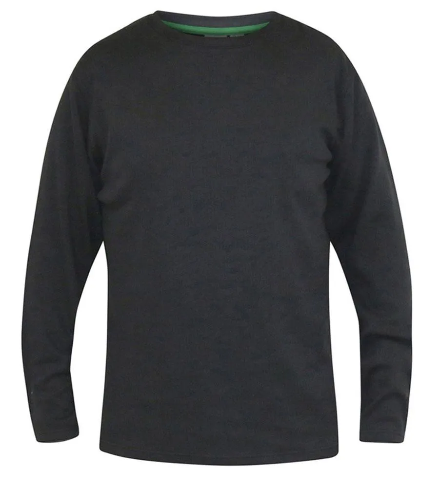 D555 EXETER Thermal Long Sleeve T-Shirt For Men in Black, 2XL-8XL