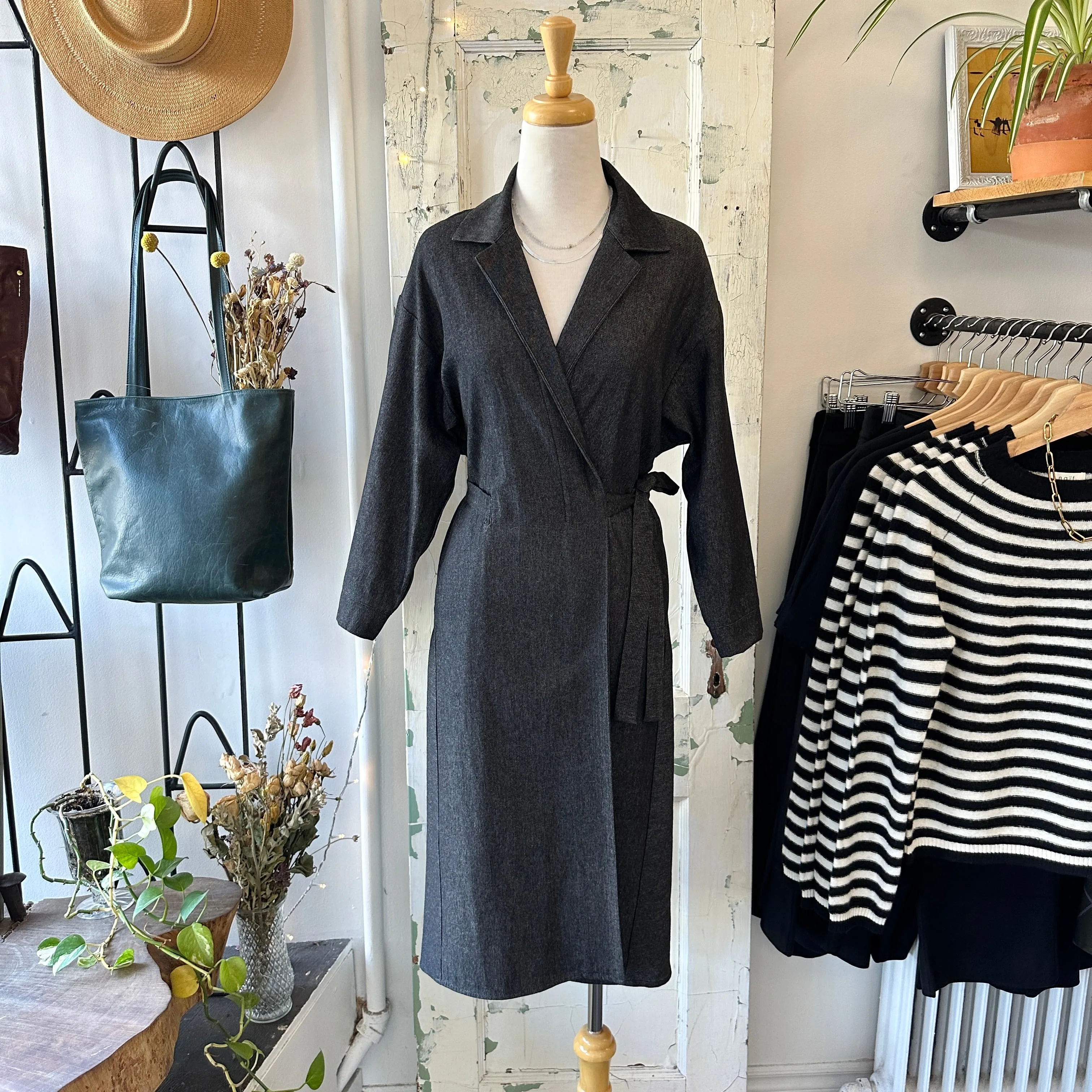 Dagg & Stacey // Keating Wrap Dress Black Wash Denim