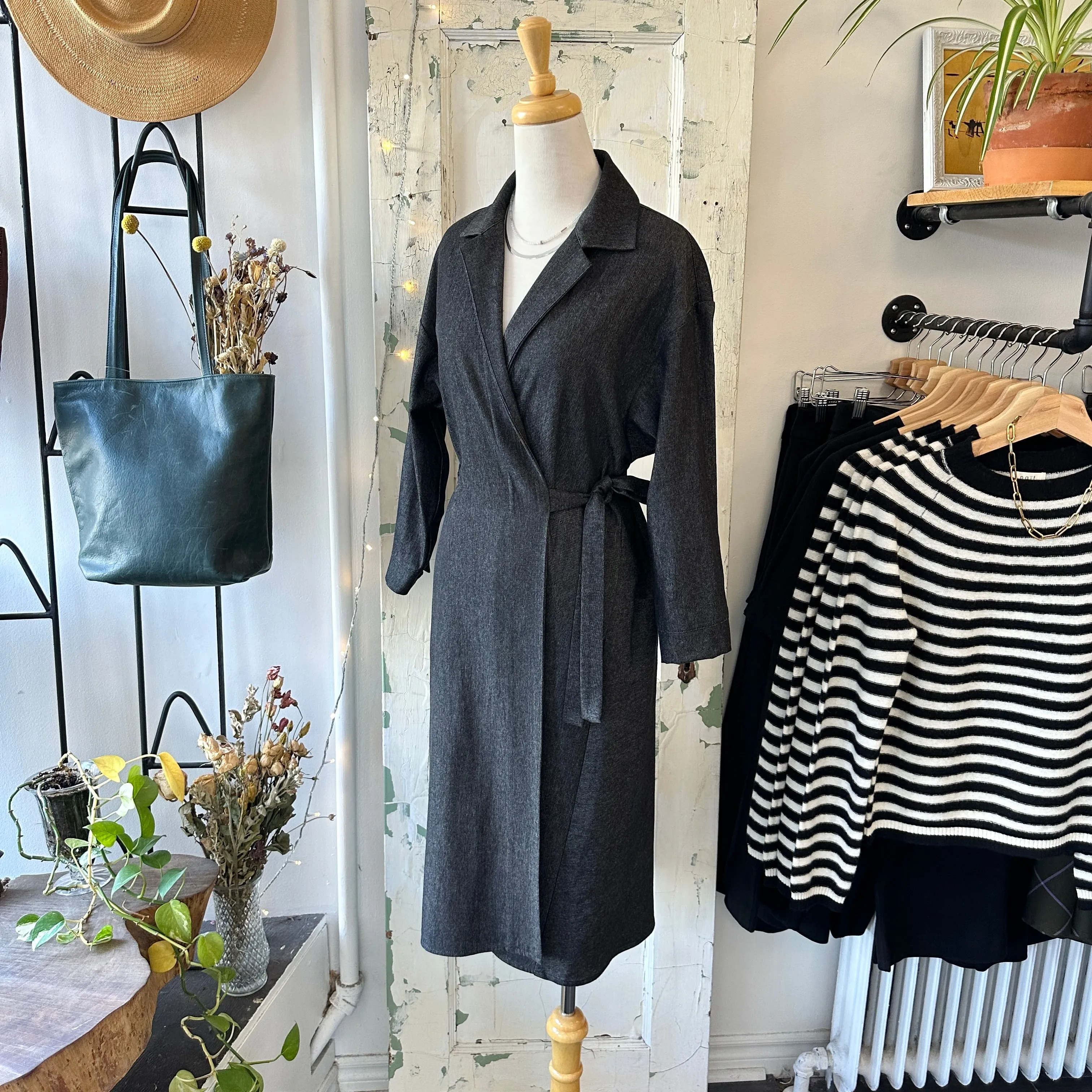 Dagg & Stacey // Keating Wrap Dress Black Wash Denim