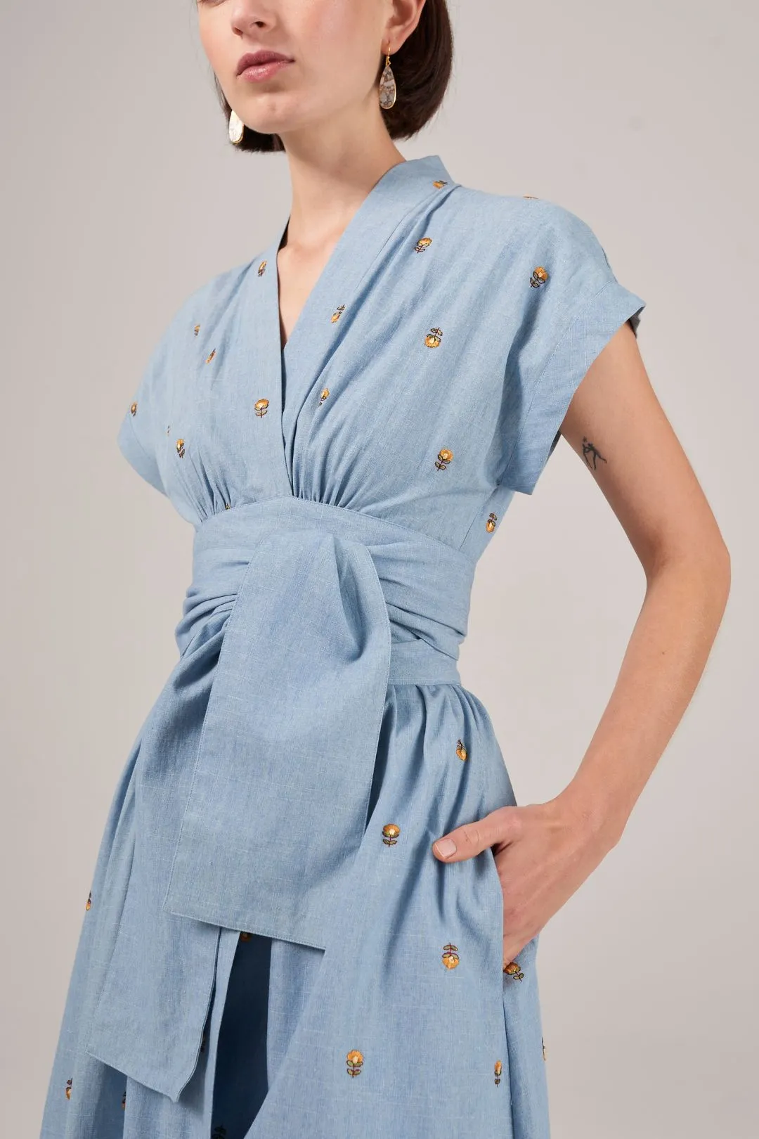 Daisy Chambray Wrap Dress