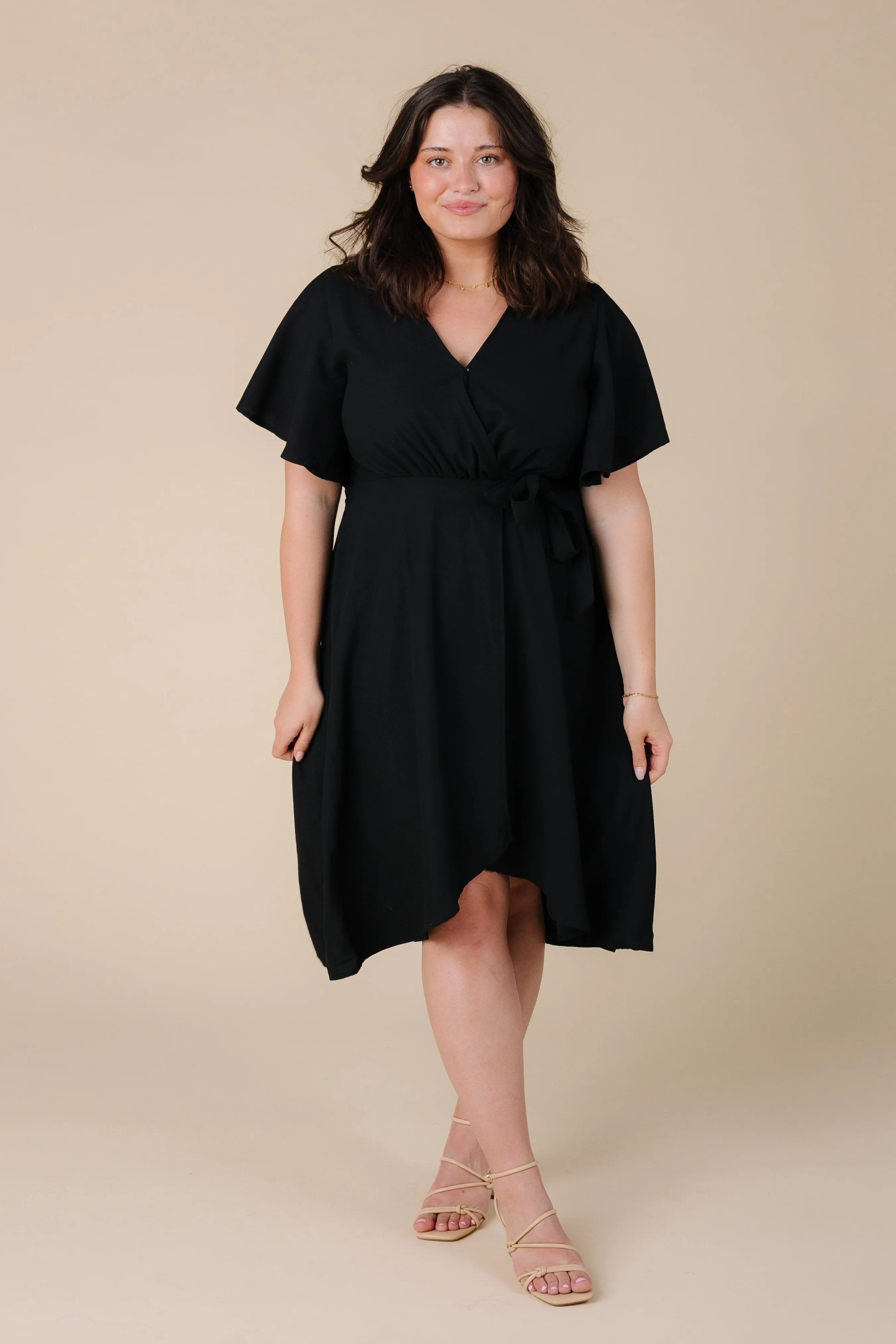 Daphne Tulip Wrap Dress - Black