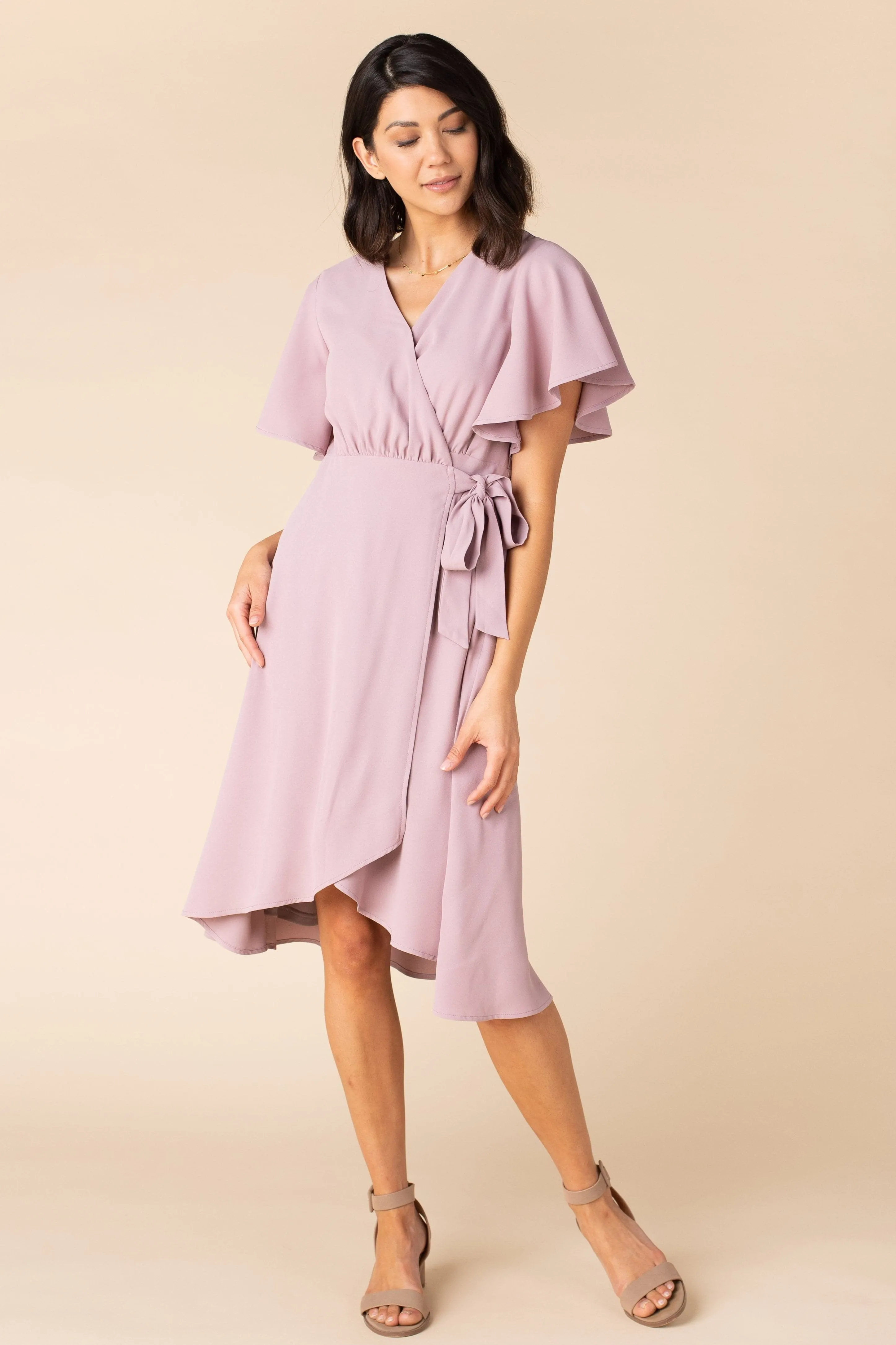 Daphne Tulip Wrap Dress - Mauve