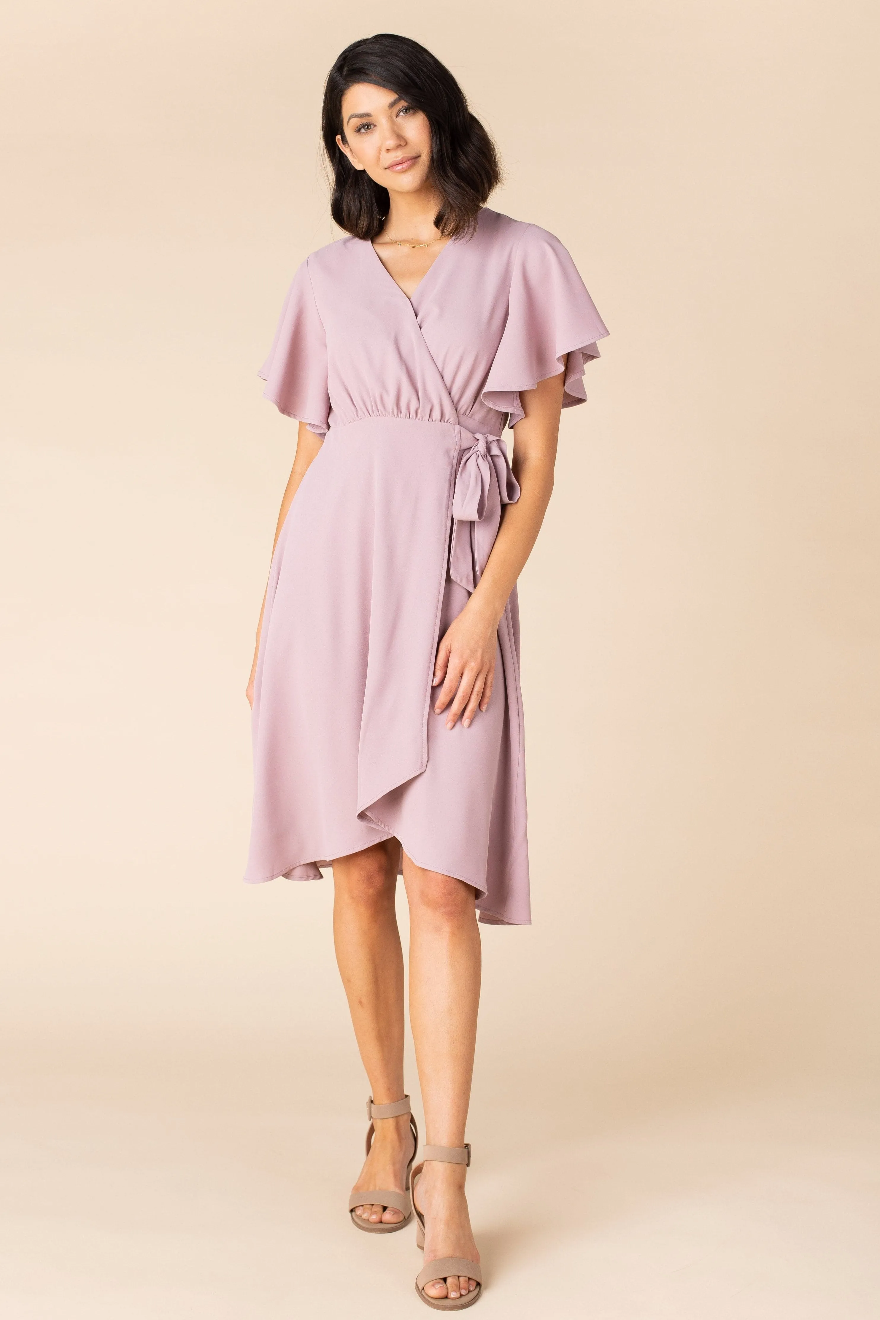Daphne Tulip Wrap Dress - Mauve