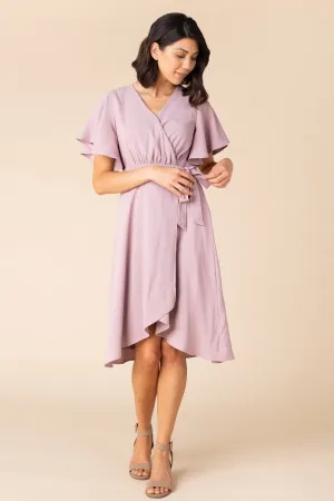 Daphne Tulip Wrap Dress - Mauve