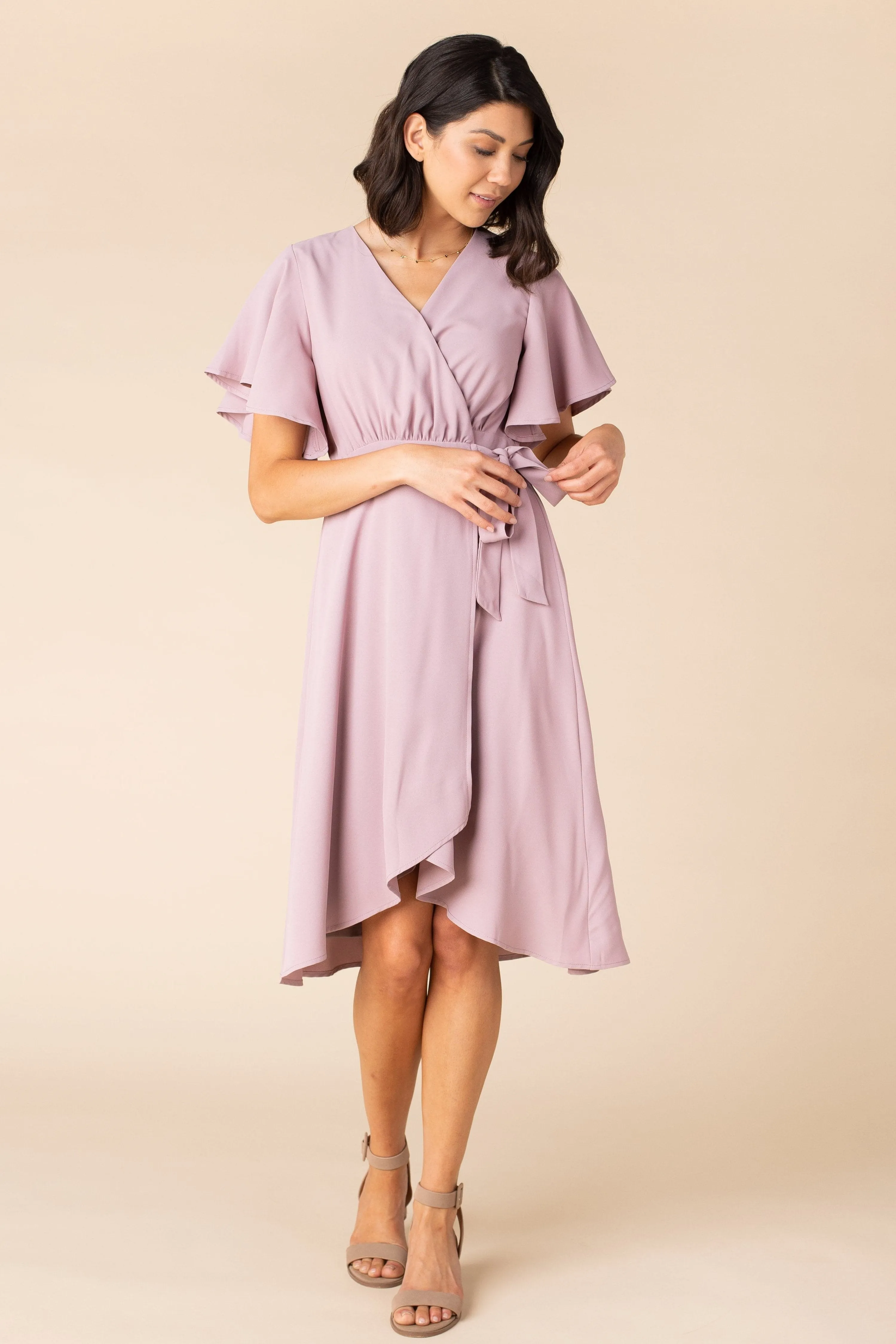 Daphne Tulip Wrap Dress - Mauve