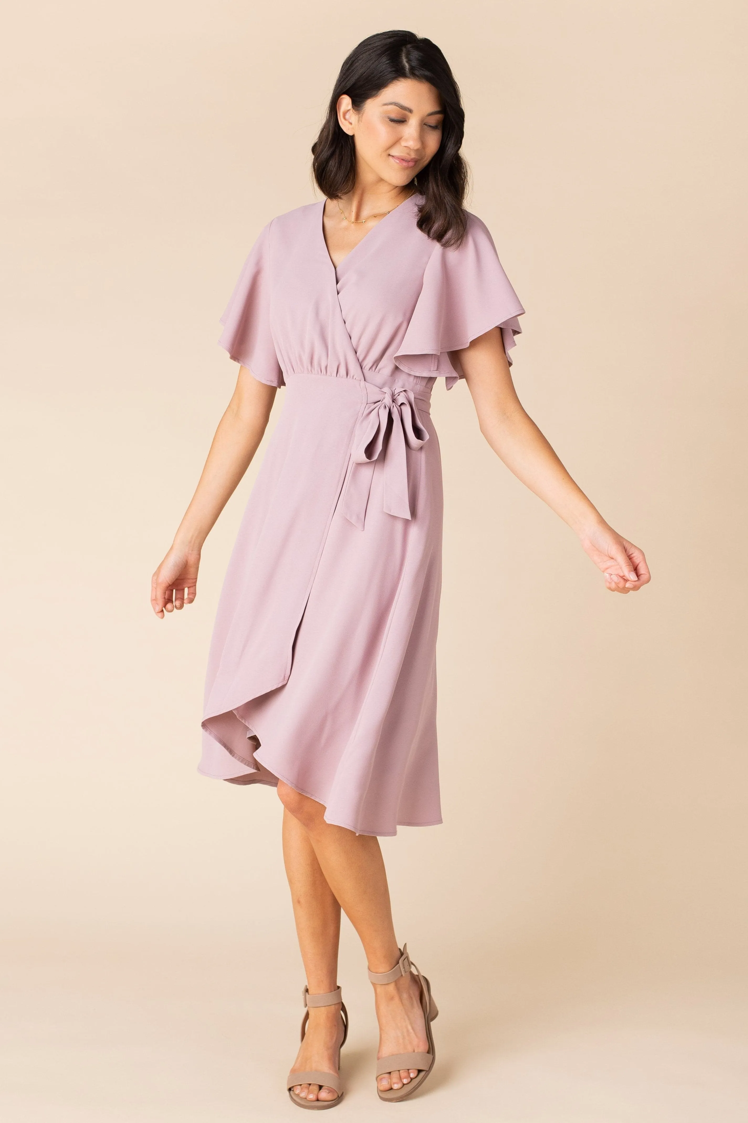 Daphne Tulip Wrap Dress - Mauve
