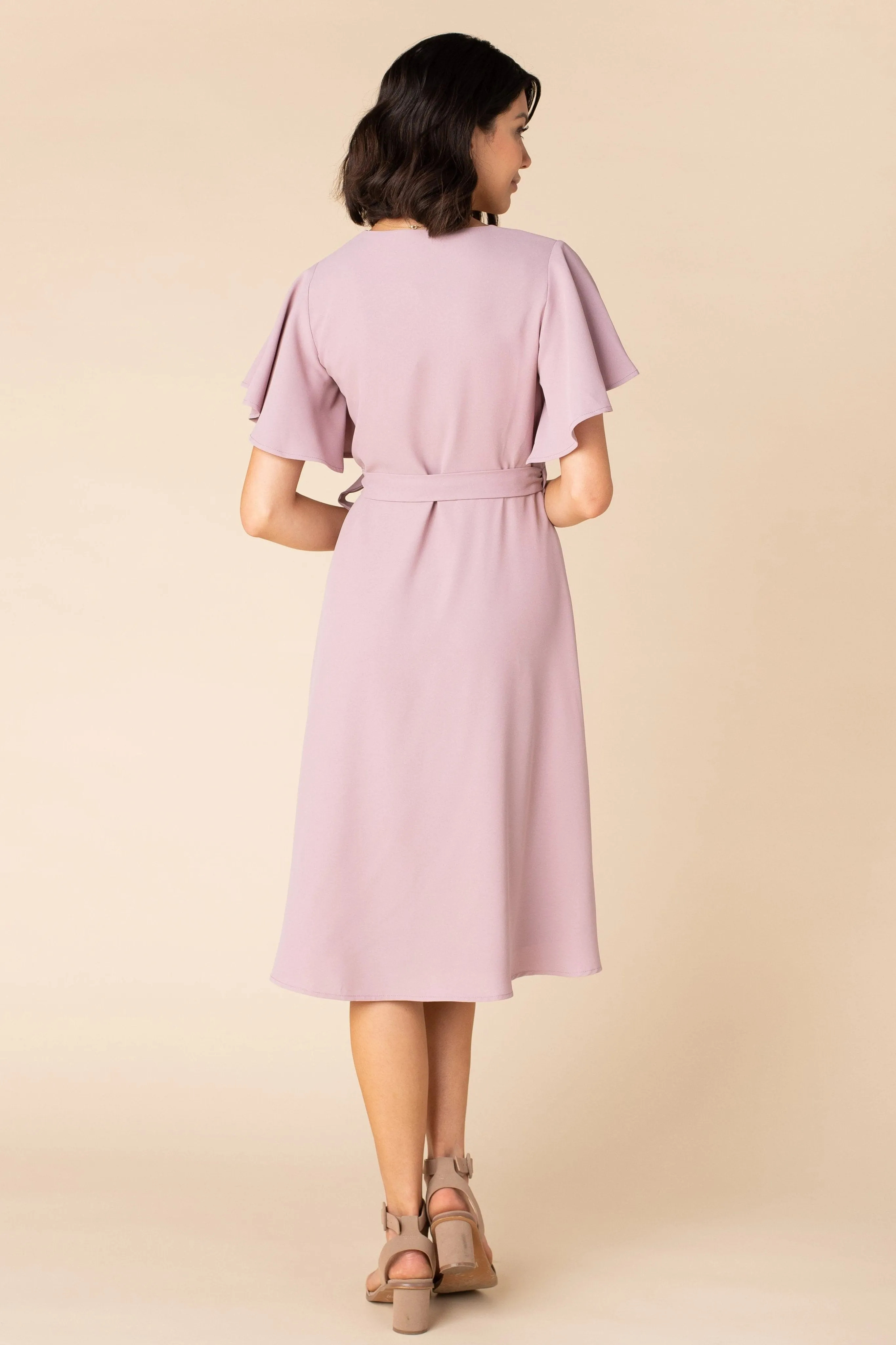 Daphne Tulip Wrap Dress - Mauve