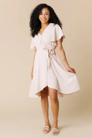 Daphne Tulip Wrap Dress - Taupe