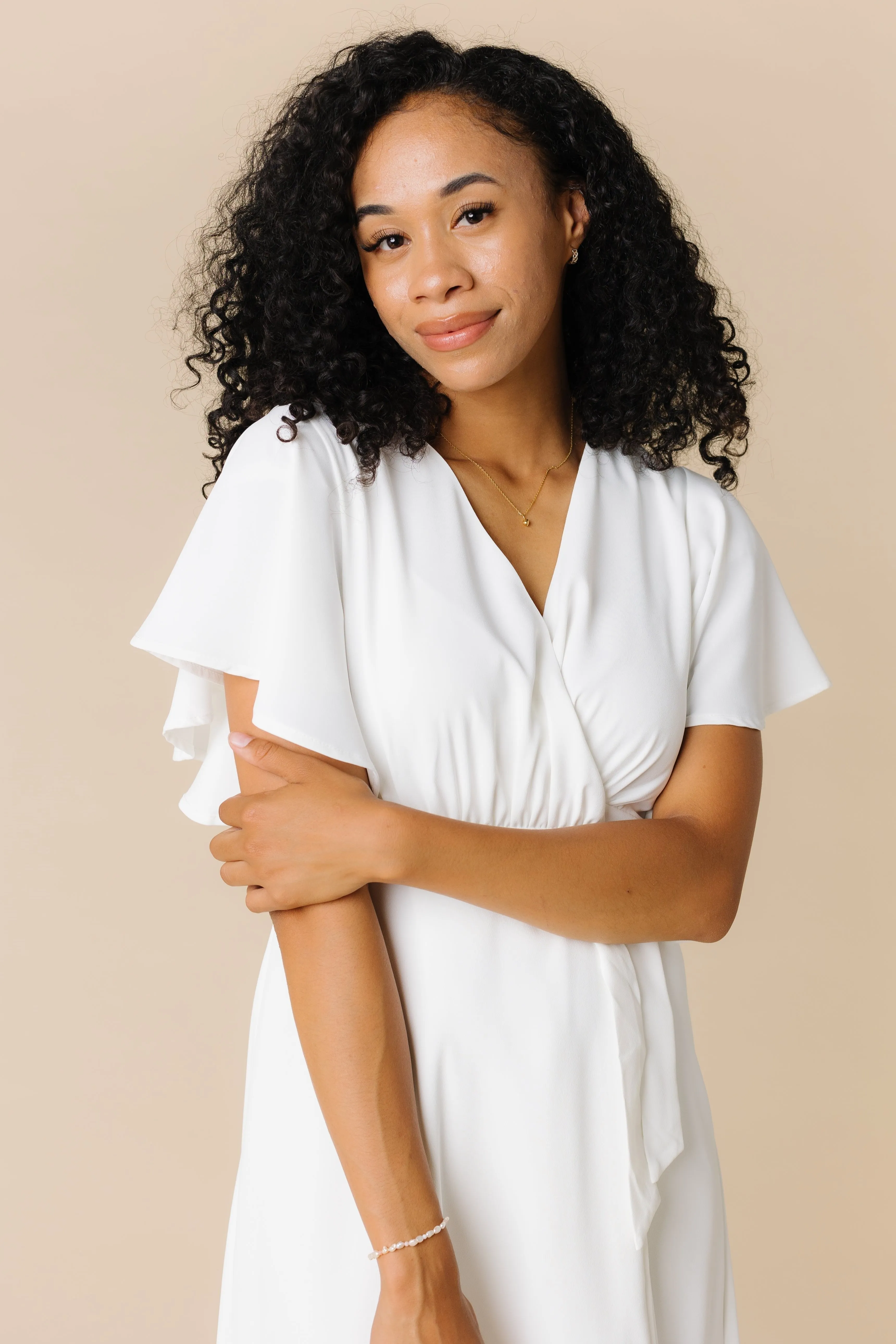 Daphne Tulip Wrap Dress - White