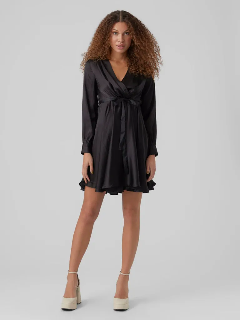 DIANA LS SATIN WRAP DRESS