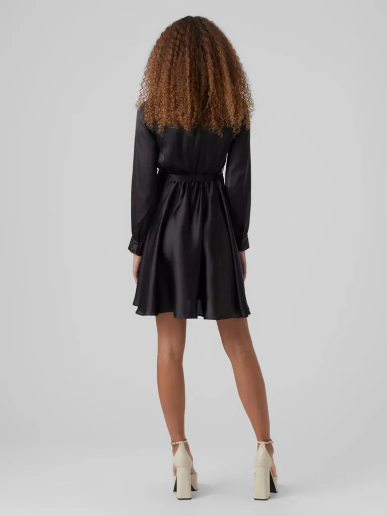 DIANA LS SATIN WRAP DRESS
