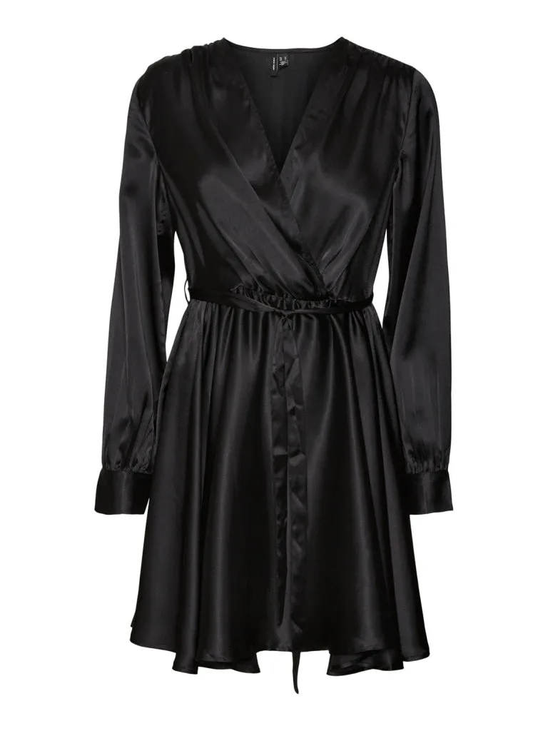 DIANA LS SATIN WRAP DRESS